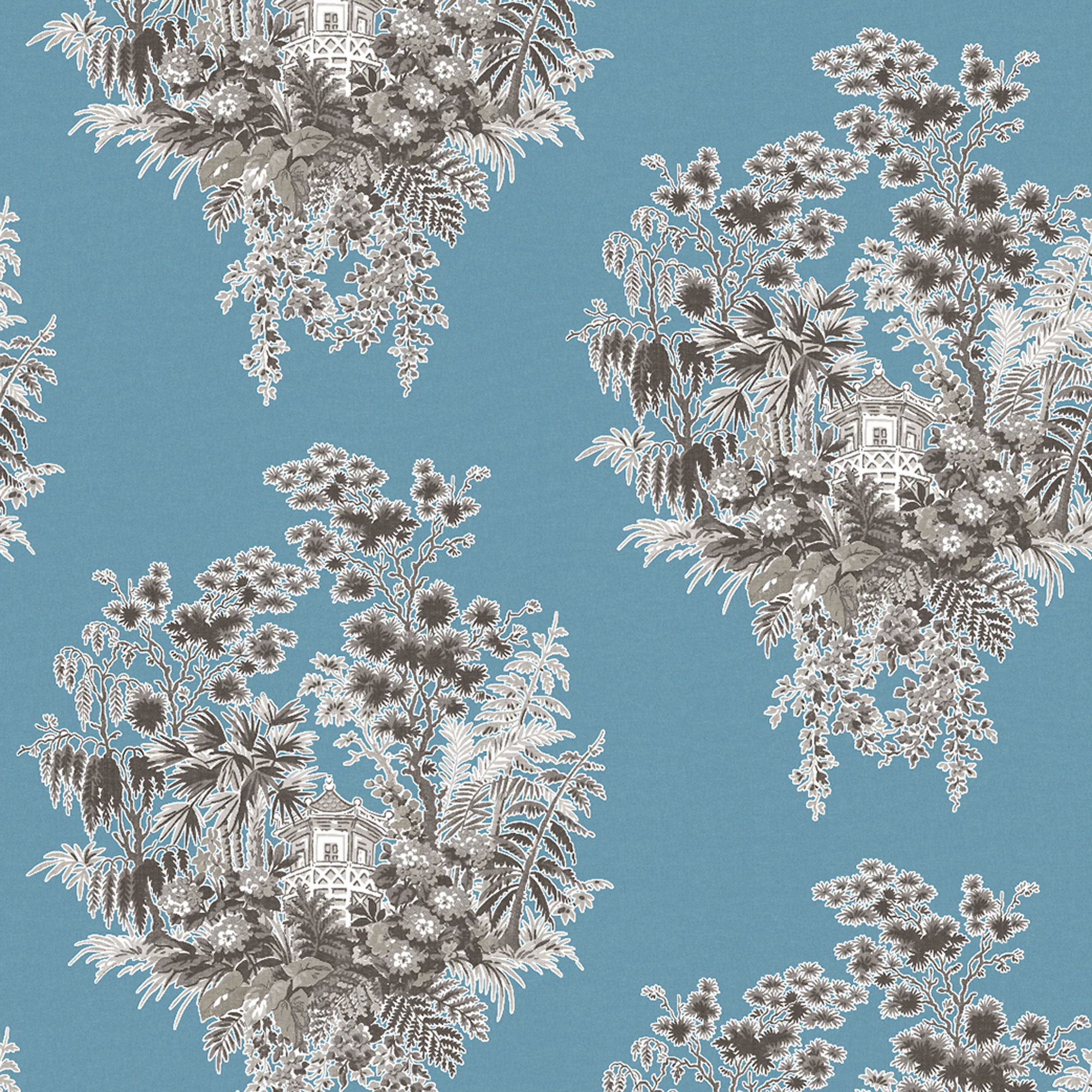 Papel pintado vinílico Valjunco azul claro colección Volume V Lorenzo Castillo Gastón y Daniela botánico floral decoración casa dormitorio salón cocina baño