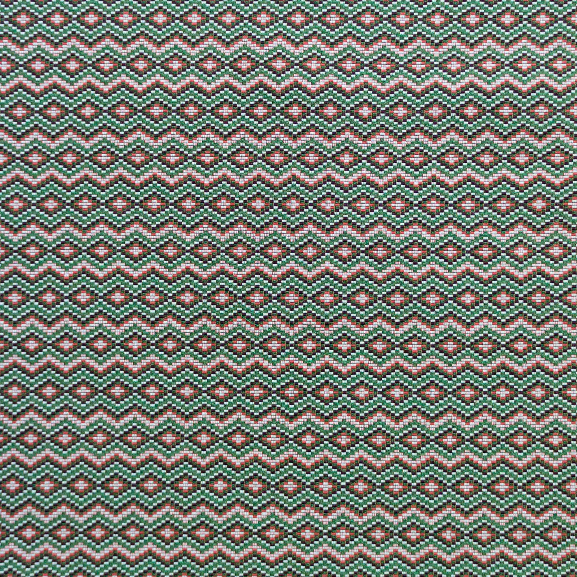 GDT-5719-001 Tela Caucaso verde teja marco polo gastón y daniela geométrico étnico tapicería decoración cortinas casa plana