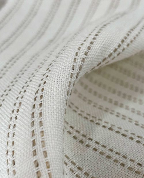 GDT-5735-002 tela yangra beige cortina de 100% lino de rayas marco polo decoración gastón y daniela detalle