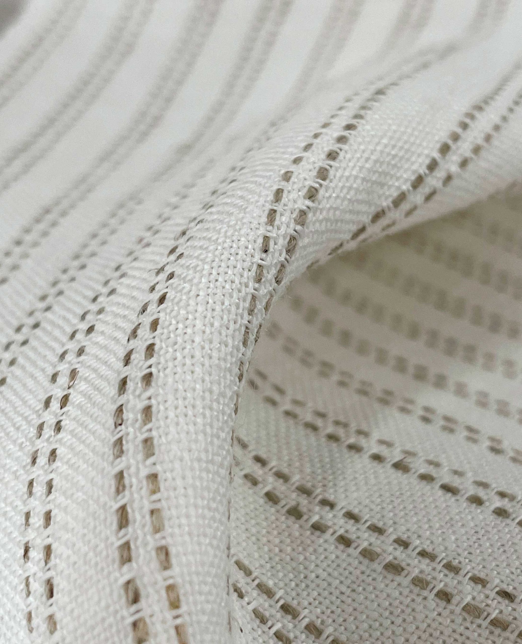 GDT-5735-002 tela yangra beige cortina de 100% lino de rayas marco polo decoración gastón y daniela detalle