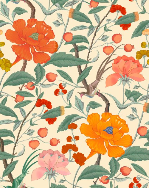 GDW-5771-001 Manila amarillo naranja papel pintado gastón y daniela botánico floral decoración casa 