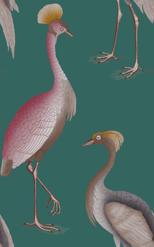 GDW-5773-005 Garzas océano verde azul amarillo papel pintado gastón y daniela animales fauna decoración casa 