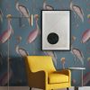 Papel pintado Garzas Azul Oscuro gastón y daniela animales fauna verde decoración comedor salón dormitorio