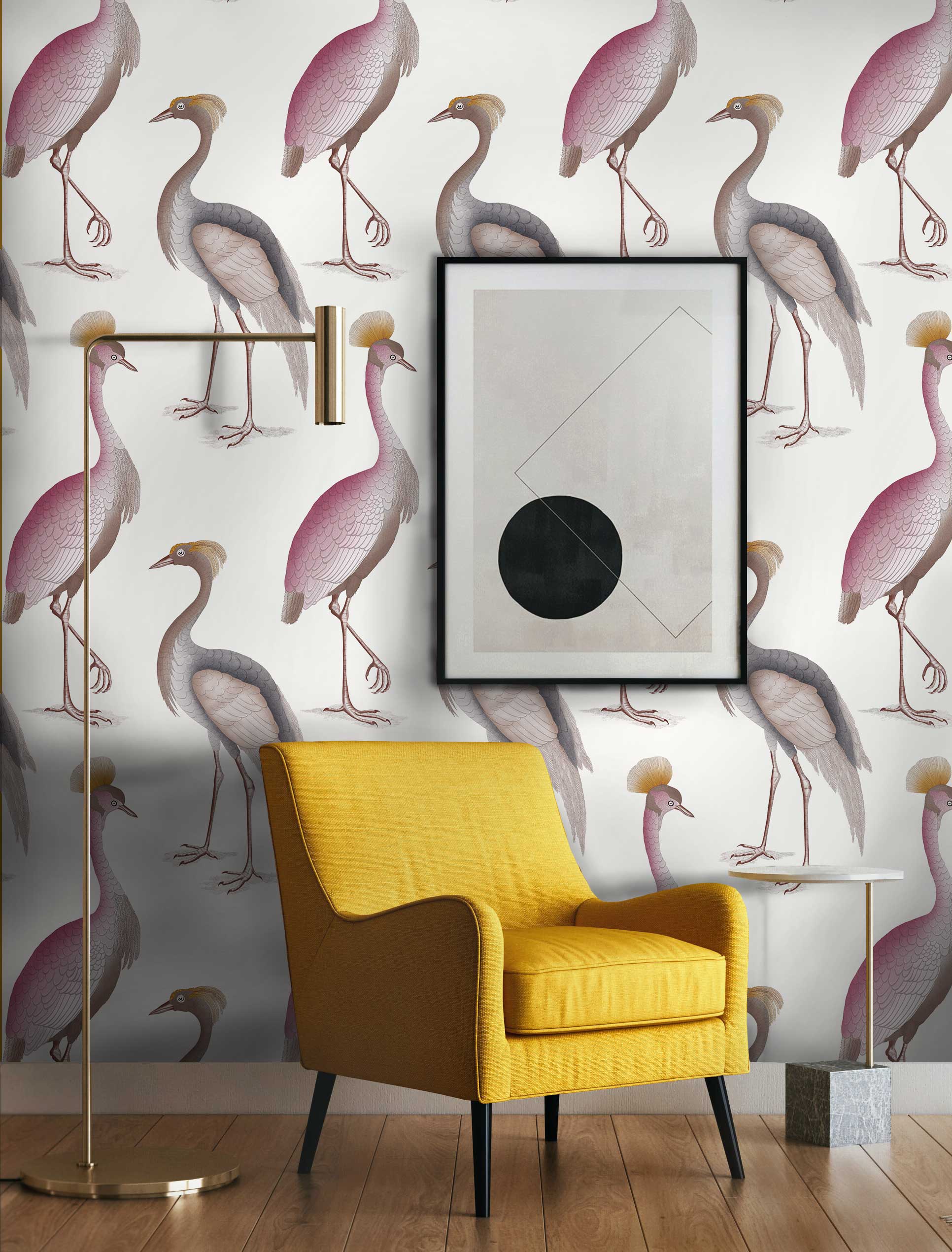 Papel pintado Garzas Blanco gastón y daniela animales fauna verde decoración comedor salón dormitorio