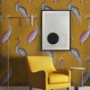 Papel pintado Garzas ocre amarillo gastón y daniela animales fauna verde decoración comedor salón dormitorio