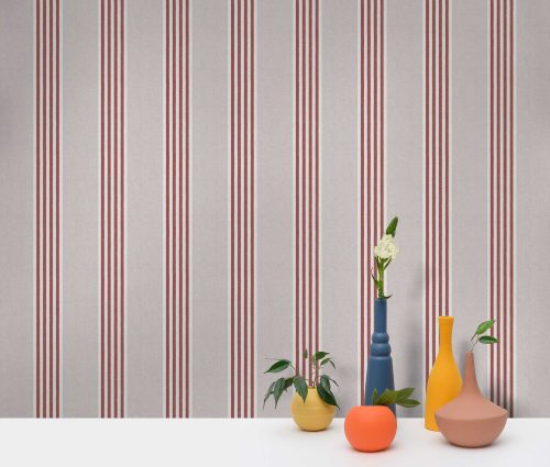 Papel pintado Gerra rojo gastón y daniela rayas verde beige decoración comedor salón dormitorio