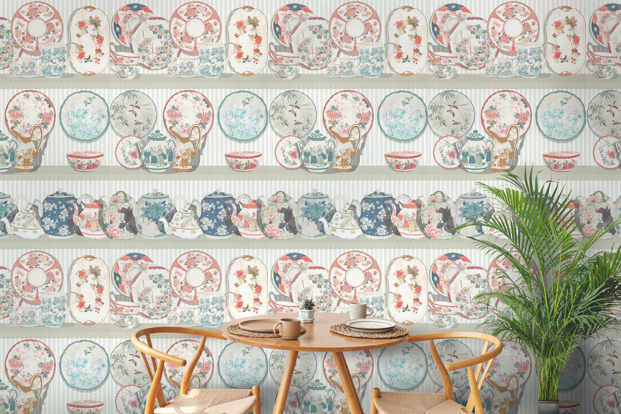 Papel pintado Tea Time Multi Gastón y Daniela. Diseño vajillas decoración cocina comedor casa. Papel tejido no tejido gastón y daniela