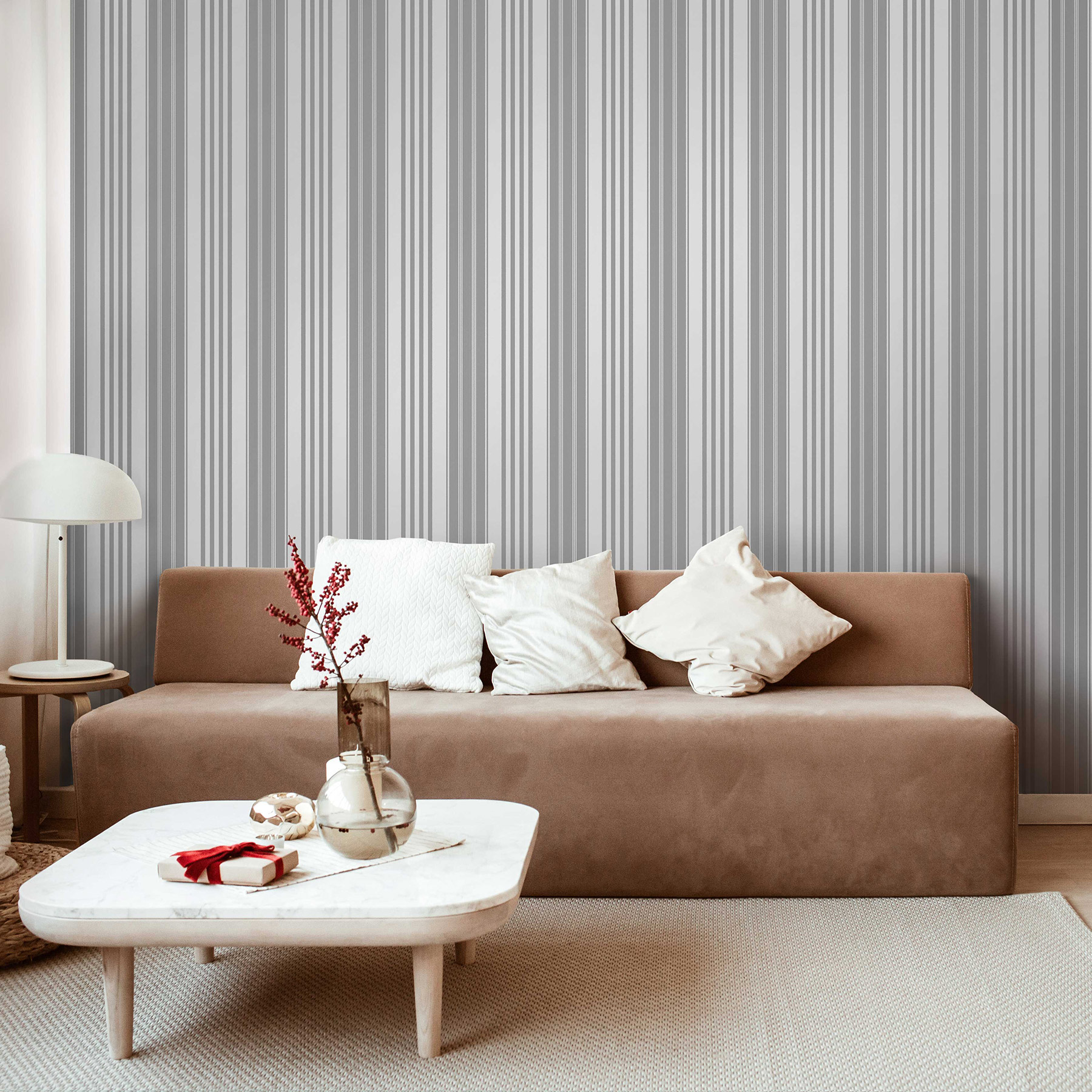 Papel pintado Vega gris gastón y daniela rayas rojo decoración cocina comedor salón dormitorio