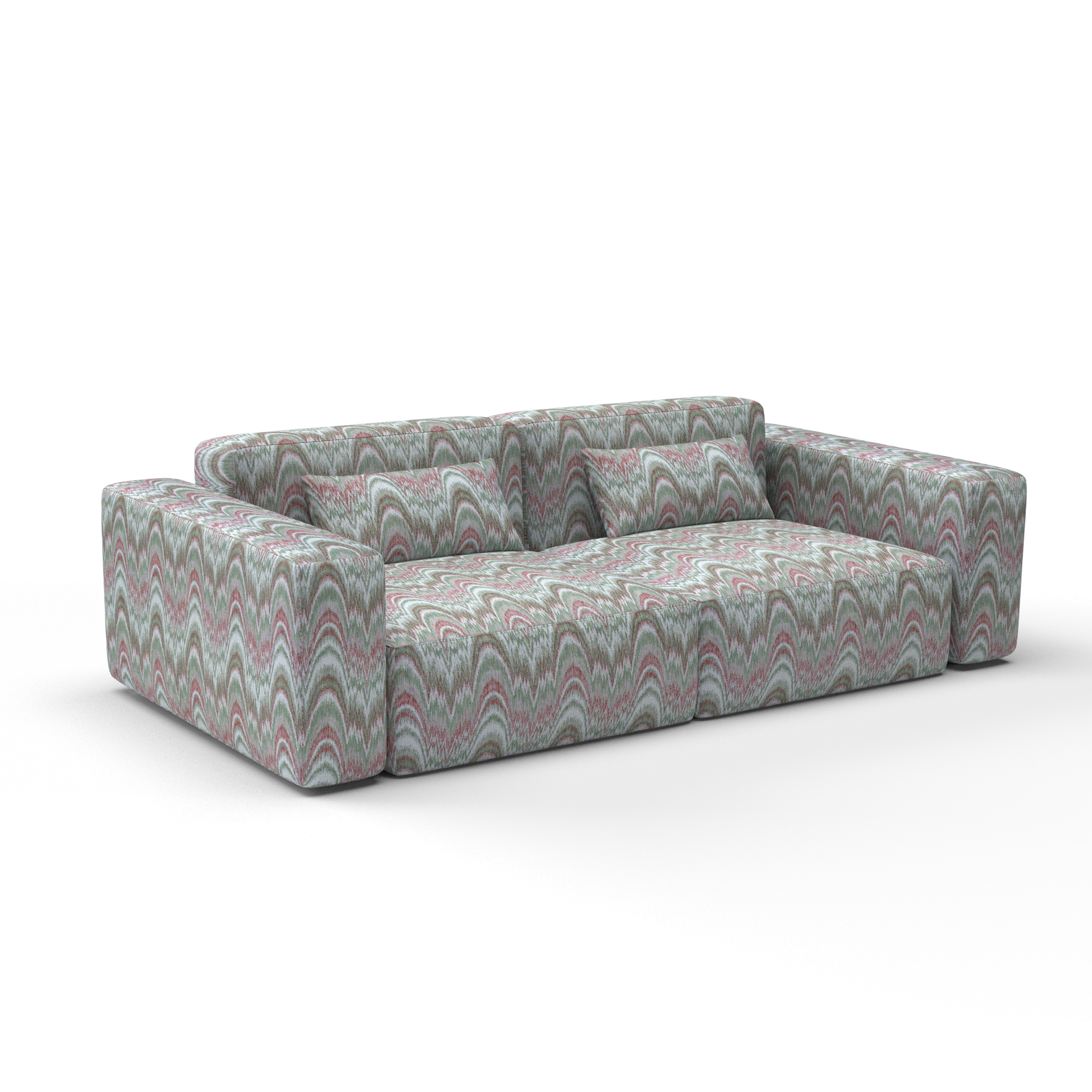 Sofa tapizado gaston y daniela tela spencer tracy verde rojo decoracion diseño ikat lorenzo castillo casa