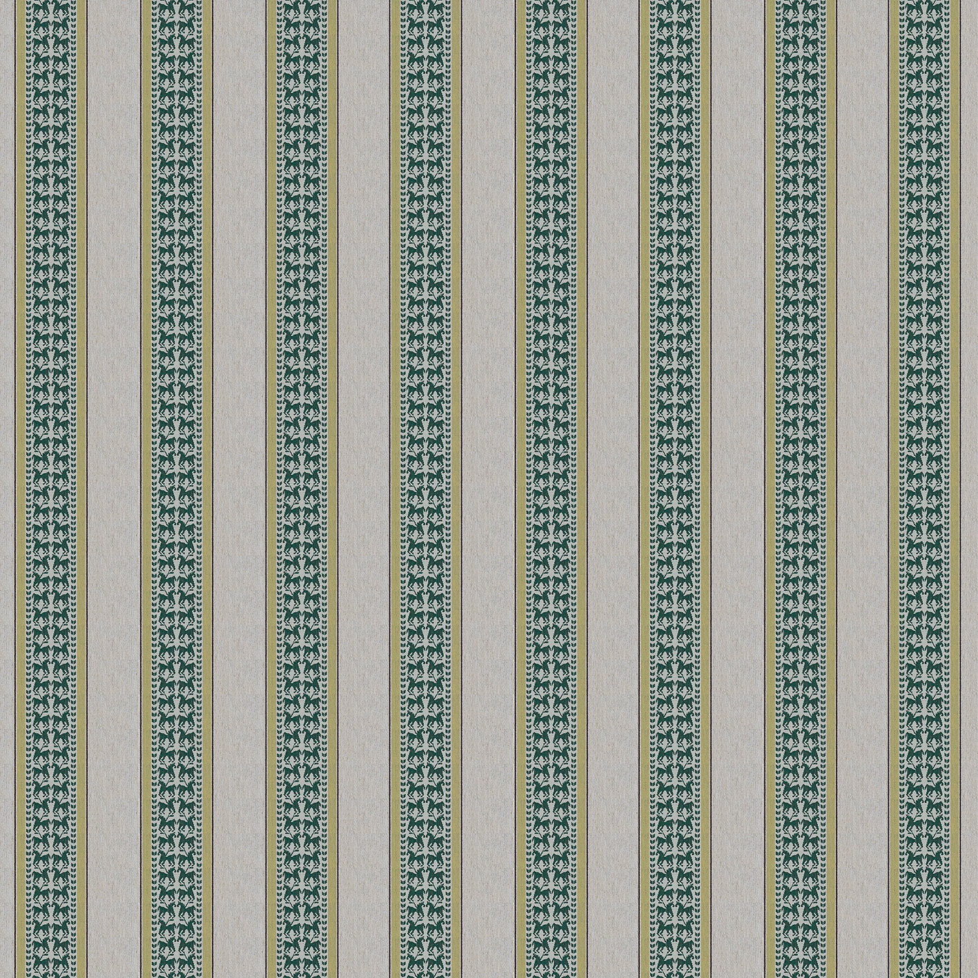 GDT-5787-002 Tela Troya verde de Gaston y Daniela. Diseño de rayas y caballos para tapiceria y cortinas. Decoracion de interiores.