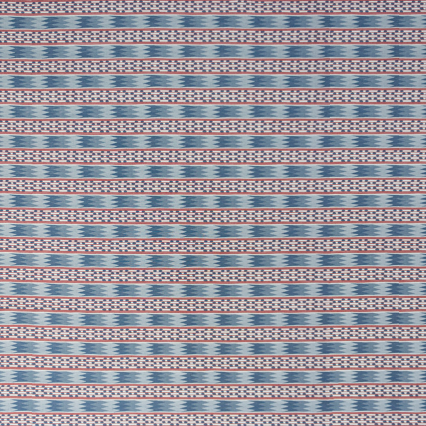 GDT-5788-001 Tela Efeso azul y rojo de gaston y daniela con diseño étnico para tapiceria. Decoracion de interiores.