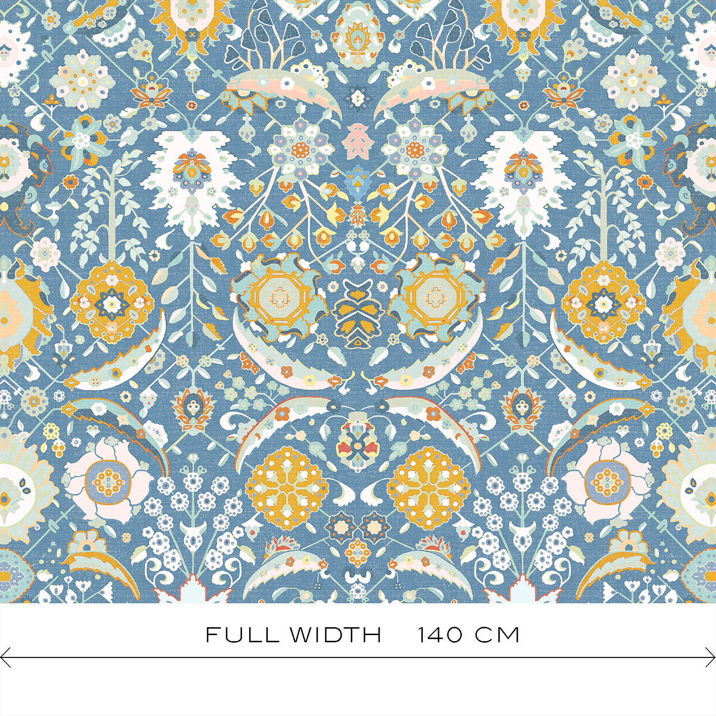 GDT-5792-001 Tela Eduarda Azul de Gaston y Daniela. Estampado floral y botanico para tapiceria. Decoracion de interiores ancho