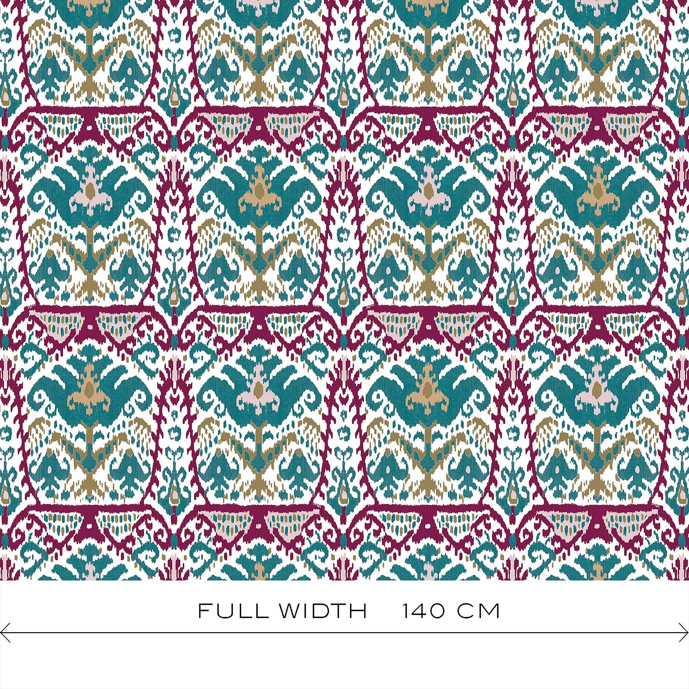 GDT-5793-001 Tela Doga agua y fresa de gastón y daniela con diseño ikat. Estampado de algodón para tapicería. Decoración de interiores ancho