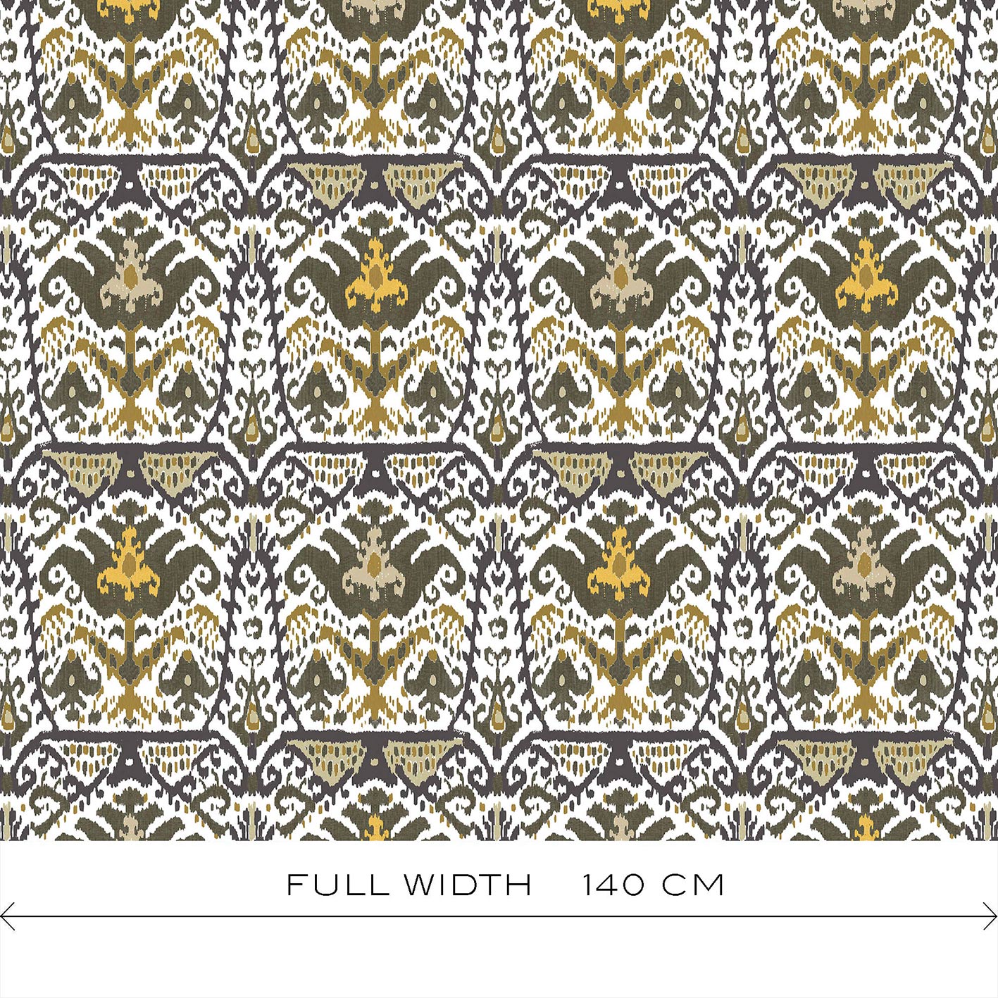 GDT-5793-002 Tela Doga topo y ocre de gastón y daniela con diseño ikat. Estampado de algodón para tapicería. Decoración de interiores ancho