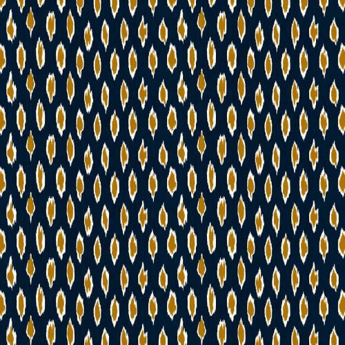 GDT-5794-001 Tela Hali ocre y navy de Gaston y Daniela. Estampado de algodon con diseño geometrico para tapiceria y cortinas. Decoracion de interiores. 