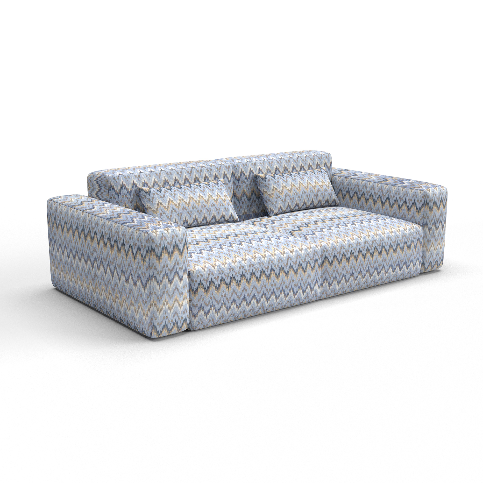 Sofa alaior azul ocre gaston y daniela telas cuadros tapizado decoracion casa