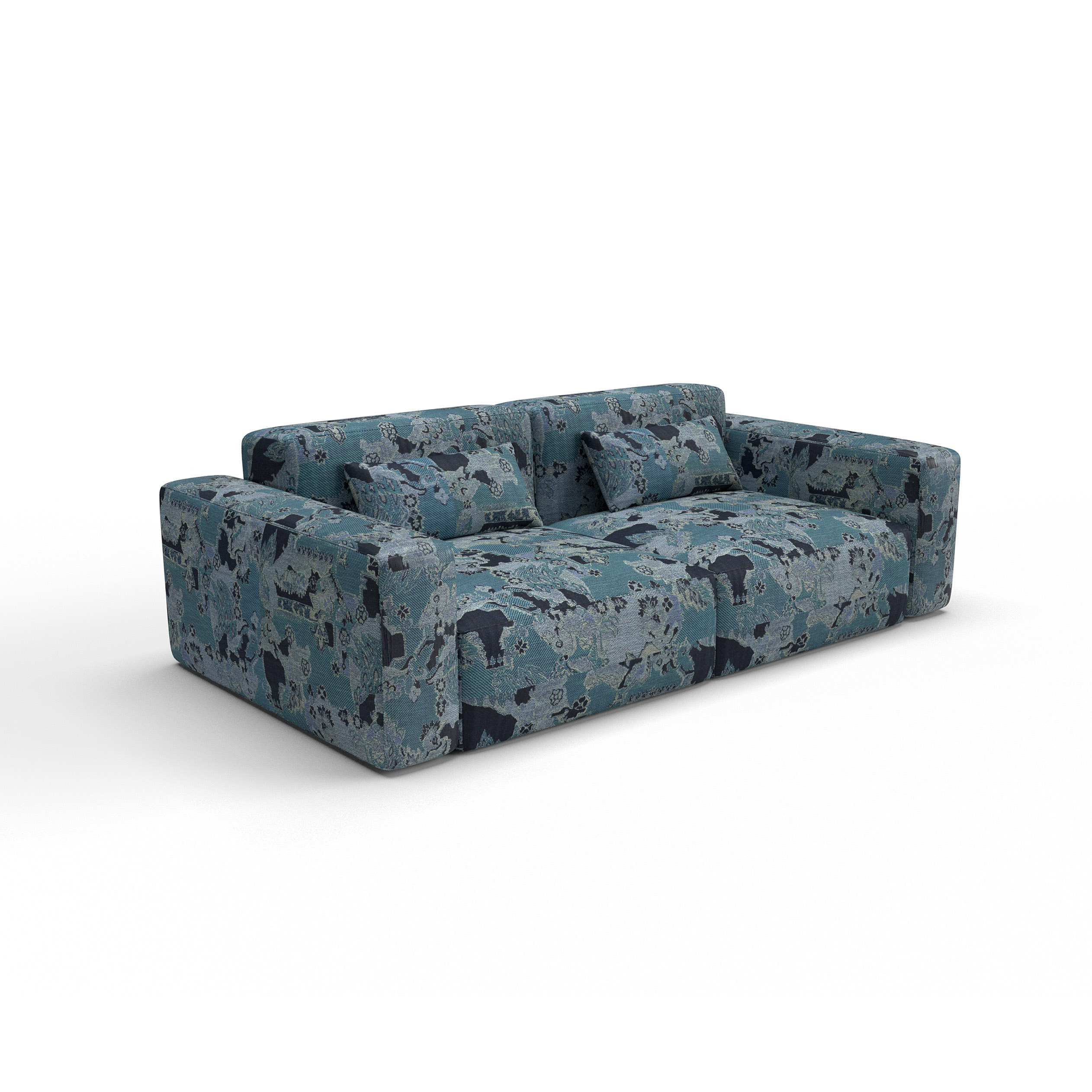 Sofa tapizado gaston y daniela tela caballeria azul decoracion diseño oriental lorenzo castillo casa