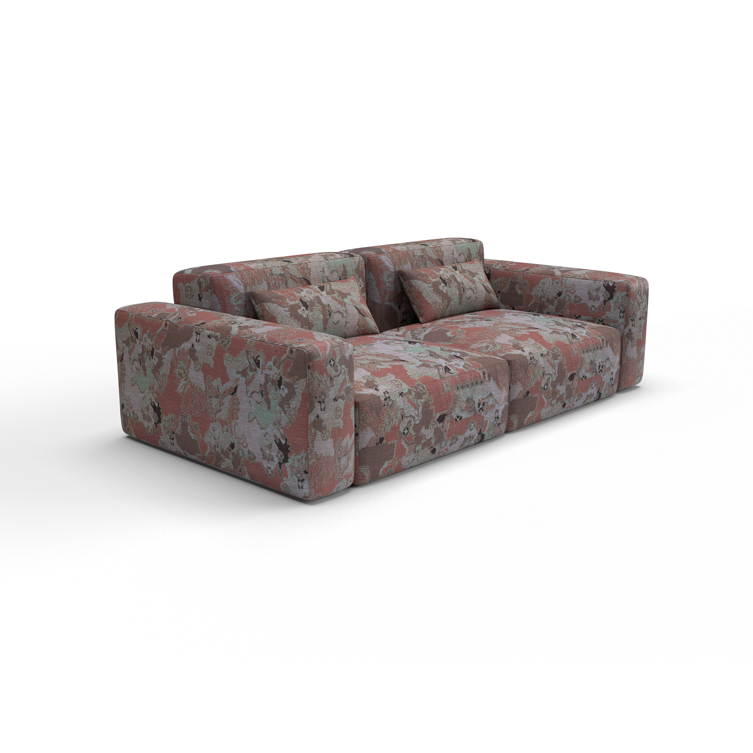 Sofa tapizado gaston y daniela tela caballeria rojo decoracion diseño oriental lorenzo castillo casa