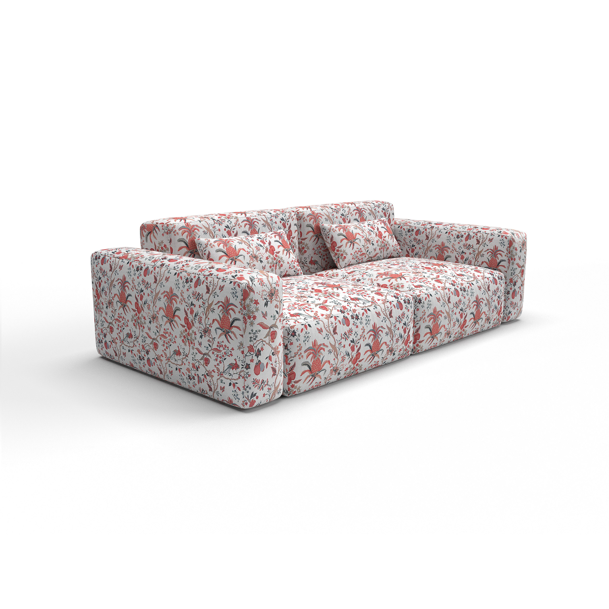 Sofa tapizado gaston y daniela tela Carbono rojo decoracion diseño botanico lorenzo castillo casa
