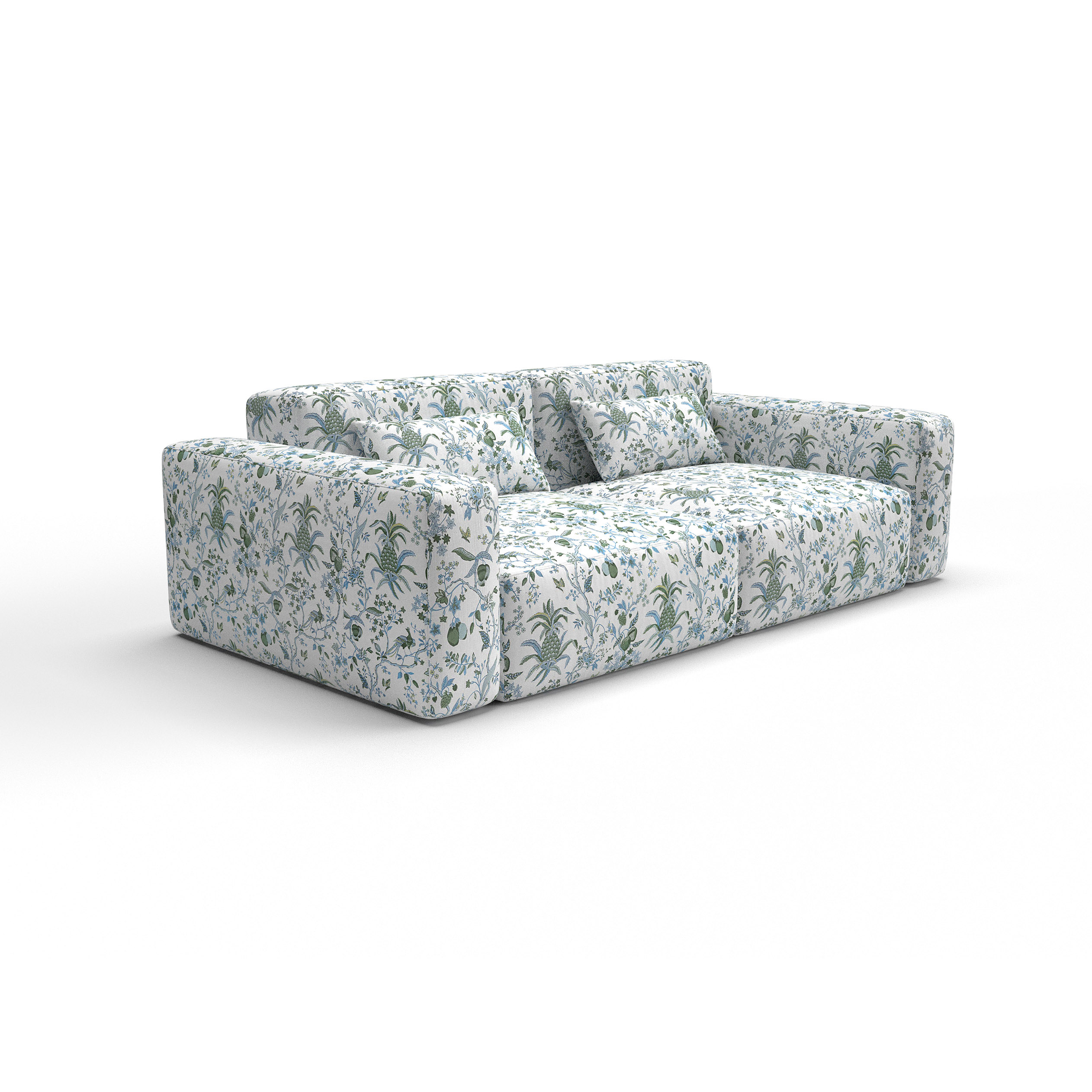 Sofa tapizado gaston y daniela tela Carbono verde decoracion diseño botanico lorenzo castillo casa