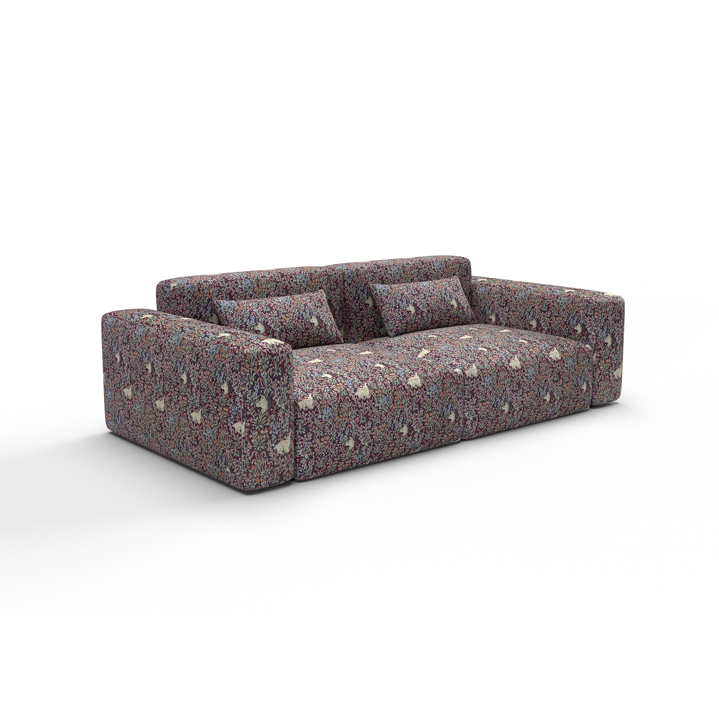 Sofa tapizado gaston y daniela tela Christie rojo decoracion diseño botanico animales lorenzo castillo casa