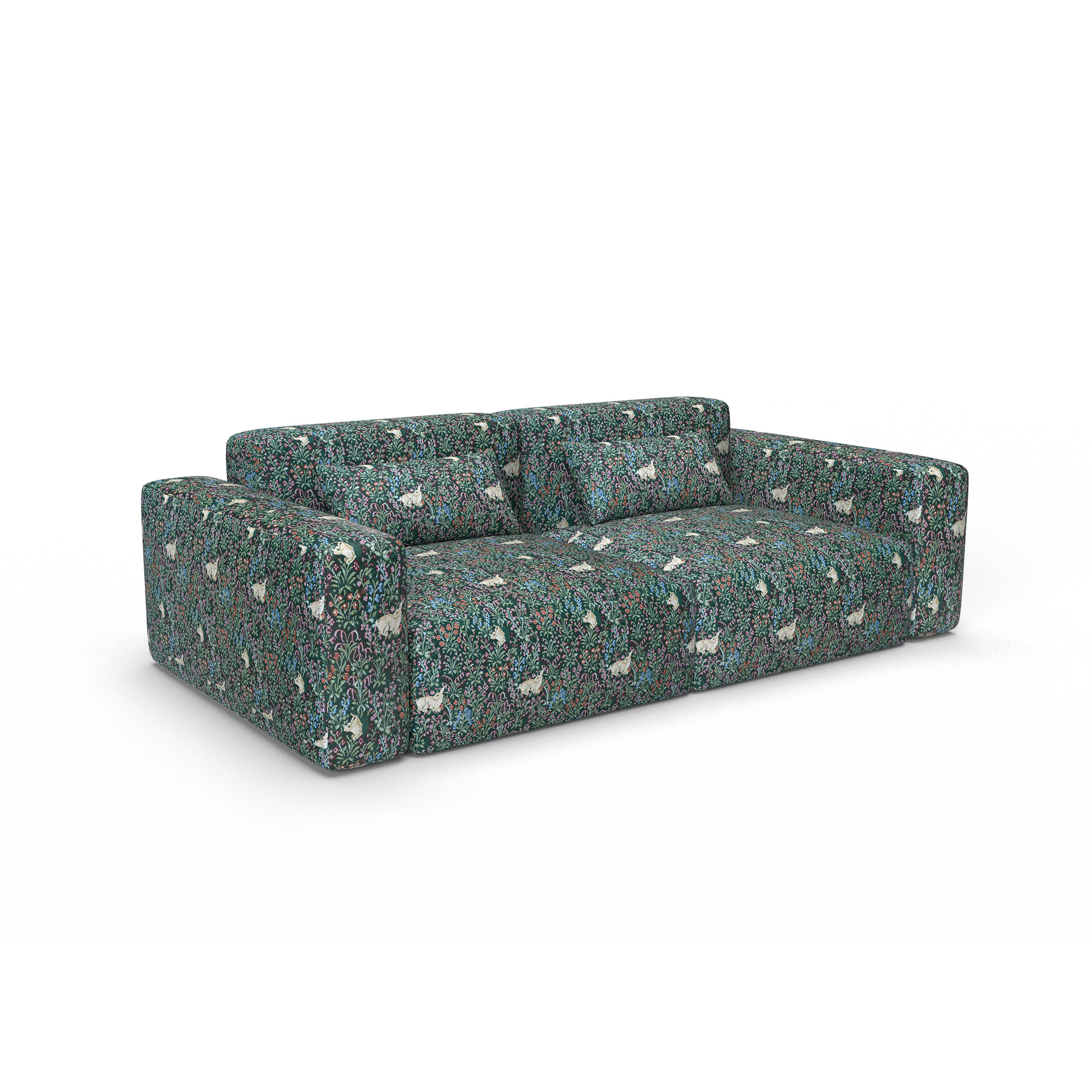 Sofa tapizado gaston y daniela tela Christie verde decoracion diseño botanico animales lorenzo castillo casa