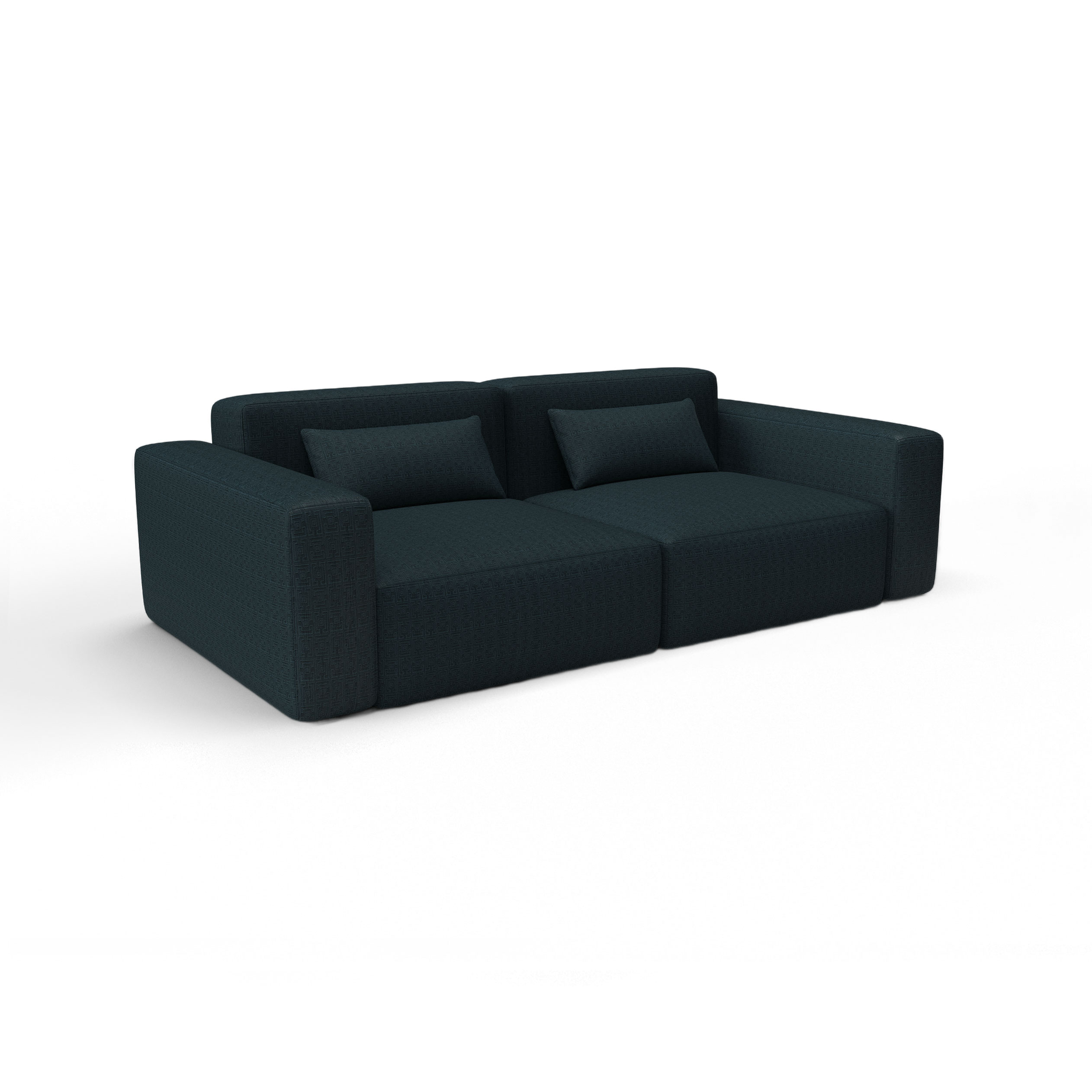 Sofa tapizado gaston y daniela tela conde de aranda azul ultramar decoracion diseño geometrico terciopelo lorenzo castillo casa