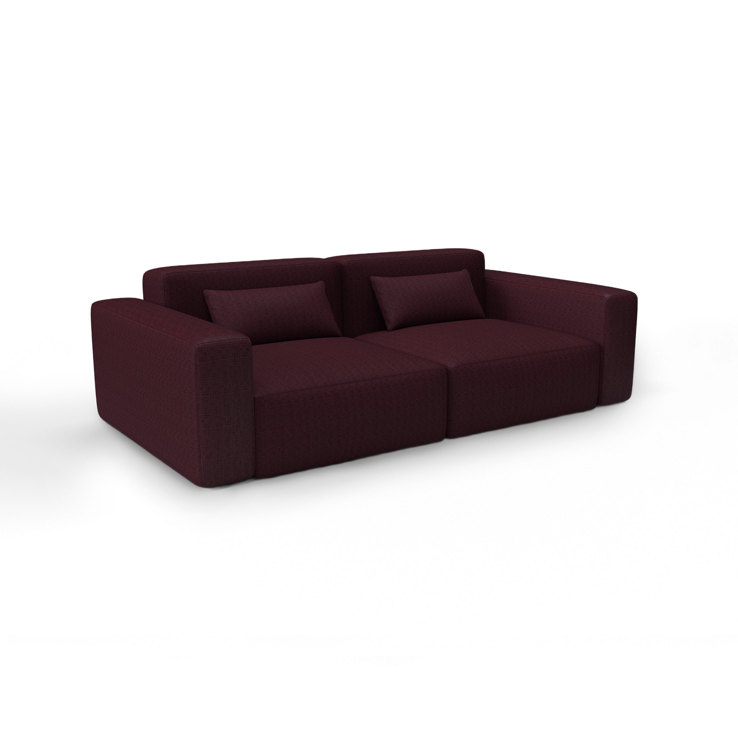 Sofa tapizado gaston y daniela tela conde de aranda burdeos decoracion diseño geometrico terciopelo lorenzo castillo casa