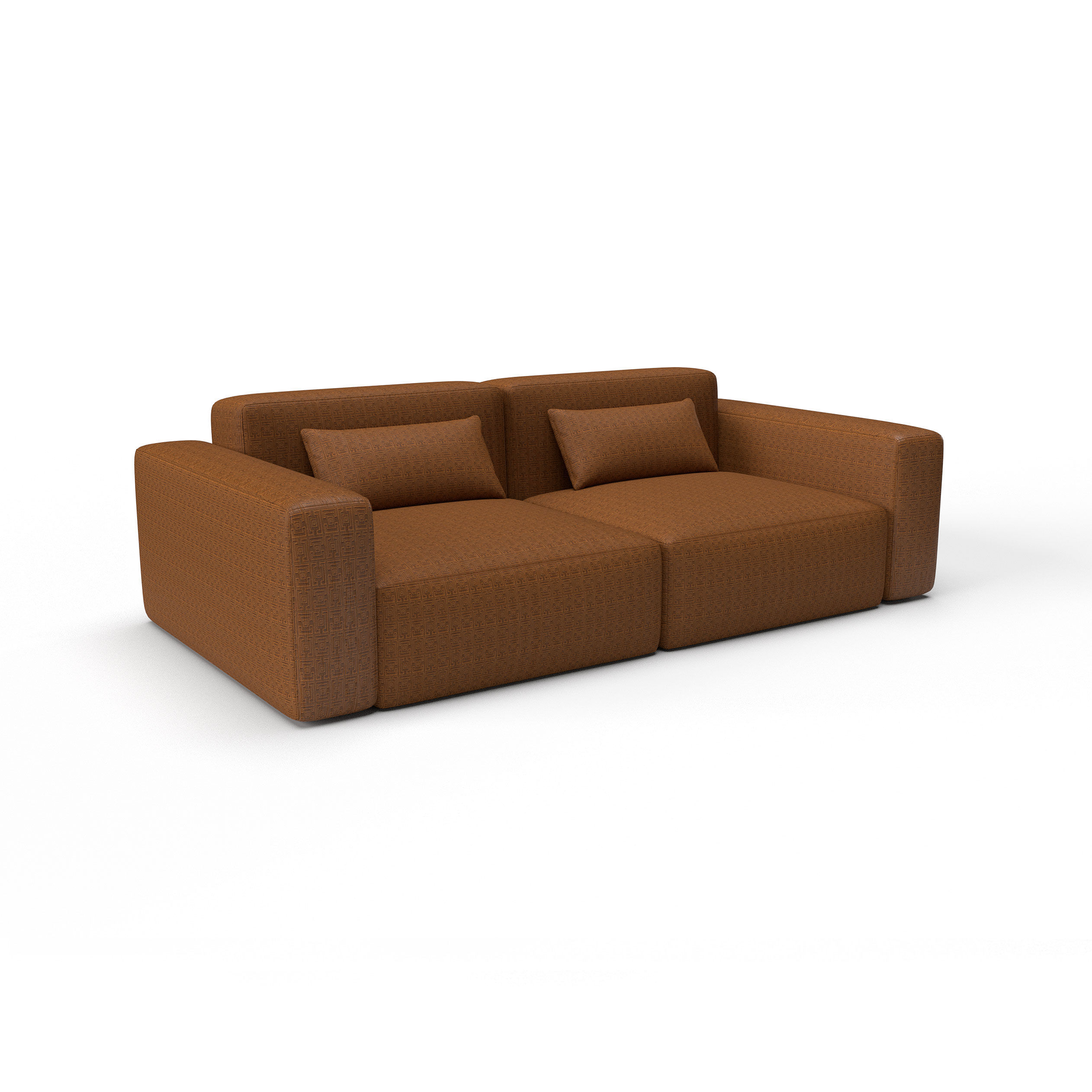 Sofa tapizado gaston y daniela tela conde de aranda calabaza decoracion diseño geometrico terciopelo lorenzo castillo casa