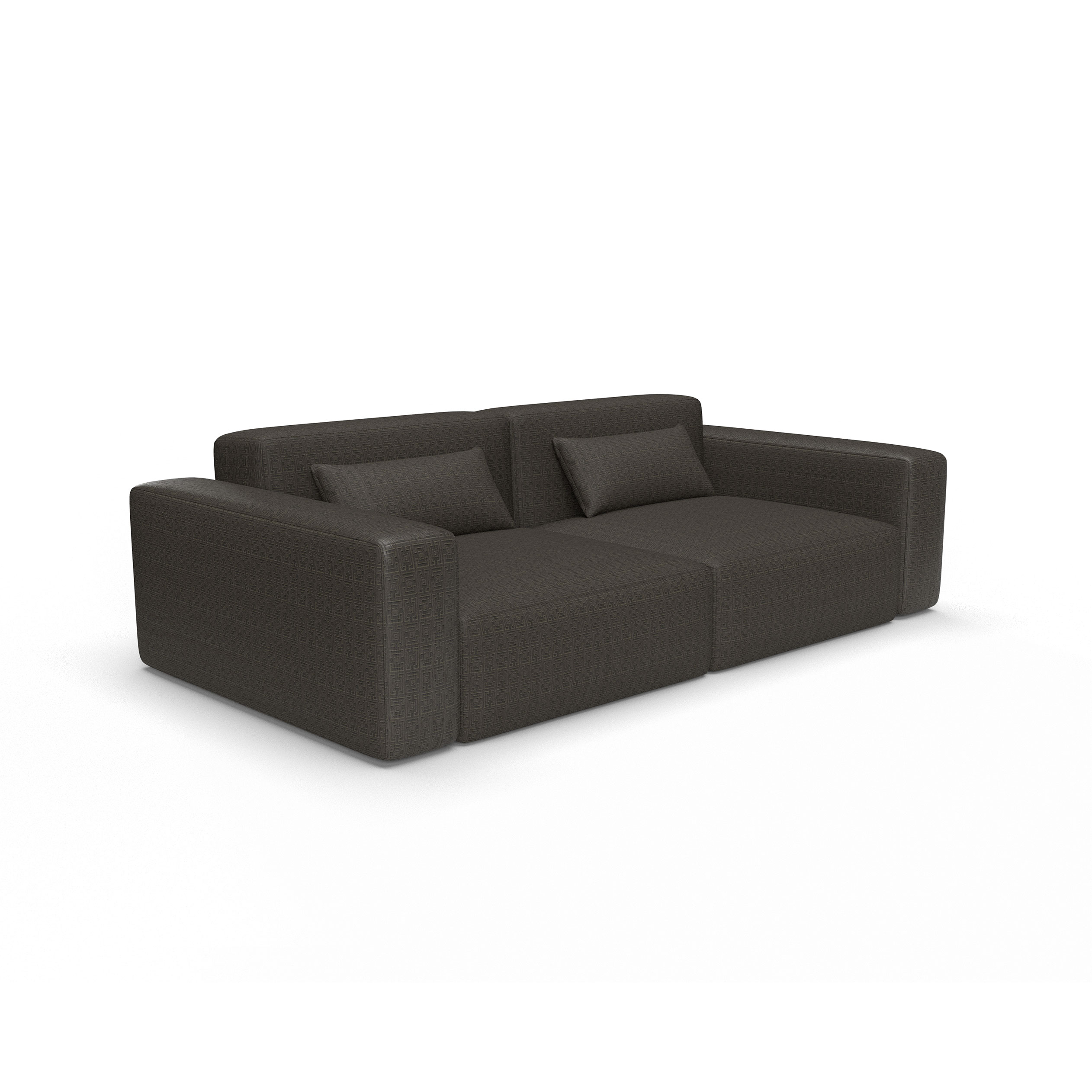 Sofa tapizado gaston y daniela tela conde de aranda chocolate decoracion diseño geometrico terciopelo lorenzo castillo casa