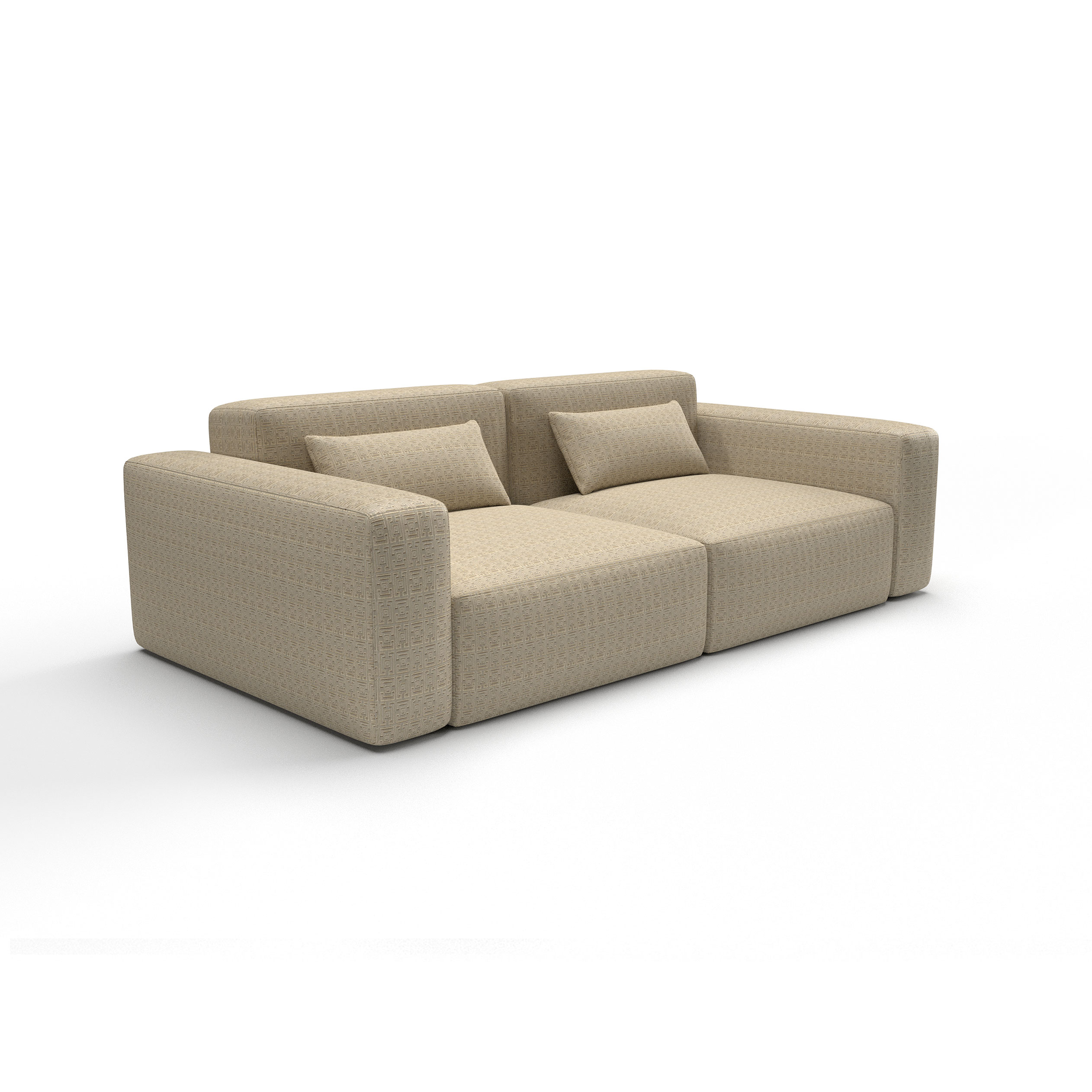 Sofa tapizado gaston y daniela tela conde de aranda crudo decoracion diseño geometrico terciopelo lorenzo castillo casa