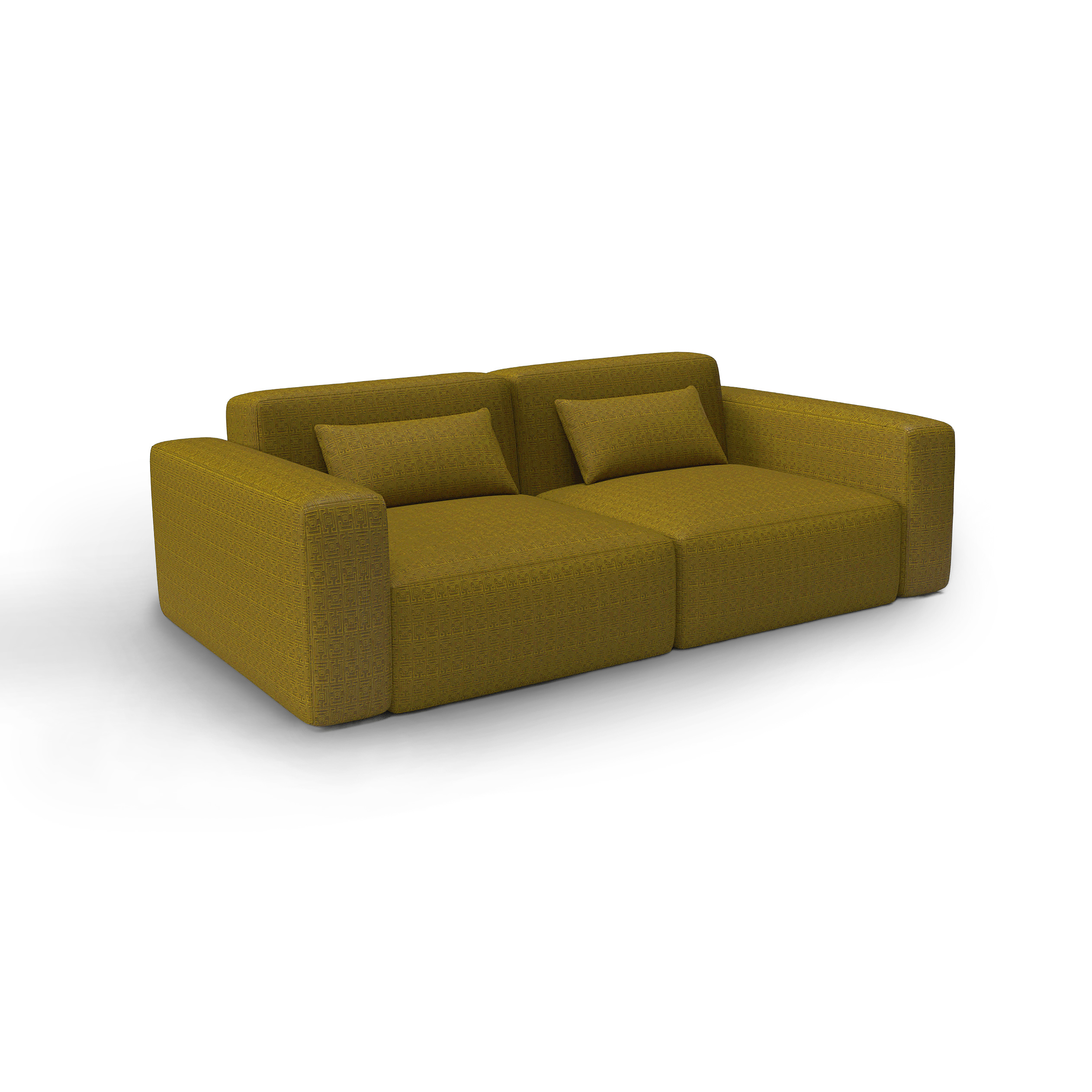 Sofa tapizado gaston y daniela tela conde de aranda mostaza decoracion diseño geometrico terciopelo lorenzo castillo casa