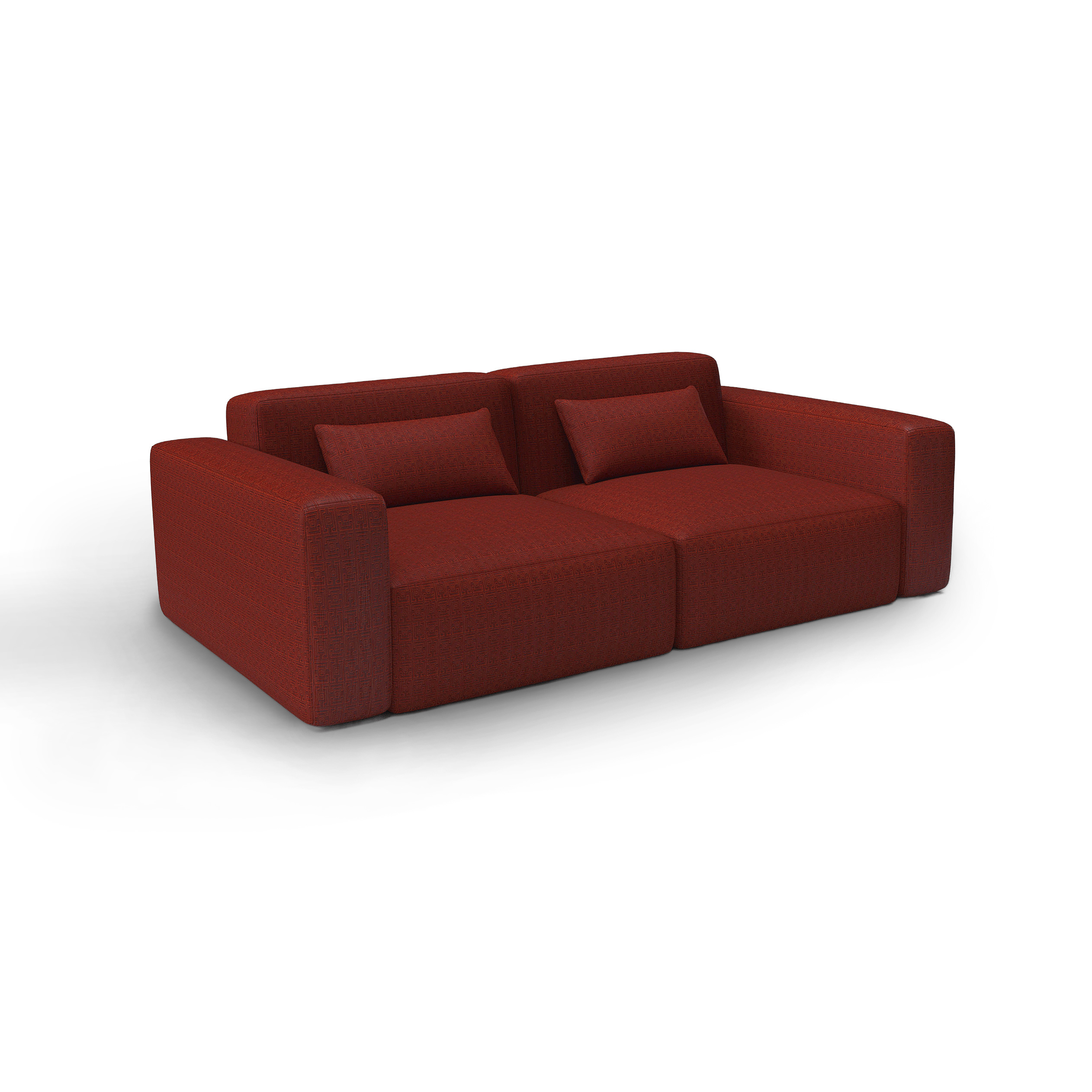 Sofa tapizado gaston y daniela tela conde de aranda teja decoracion diseño geometrico terciopelo lorenzo castillo casa