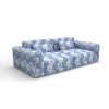 Sofa tapizado gaston y daniela tela decameron azul decoracion diseño geometrico floral lorenzo castillo casa