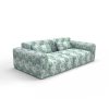 Sofa tapizado gaston y daniela tela decameron verde decoracion diseño geometrico floral lorenzo castillo casa