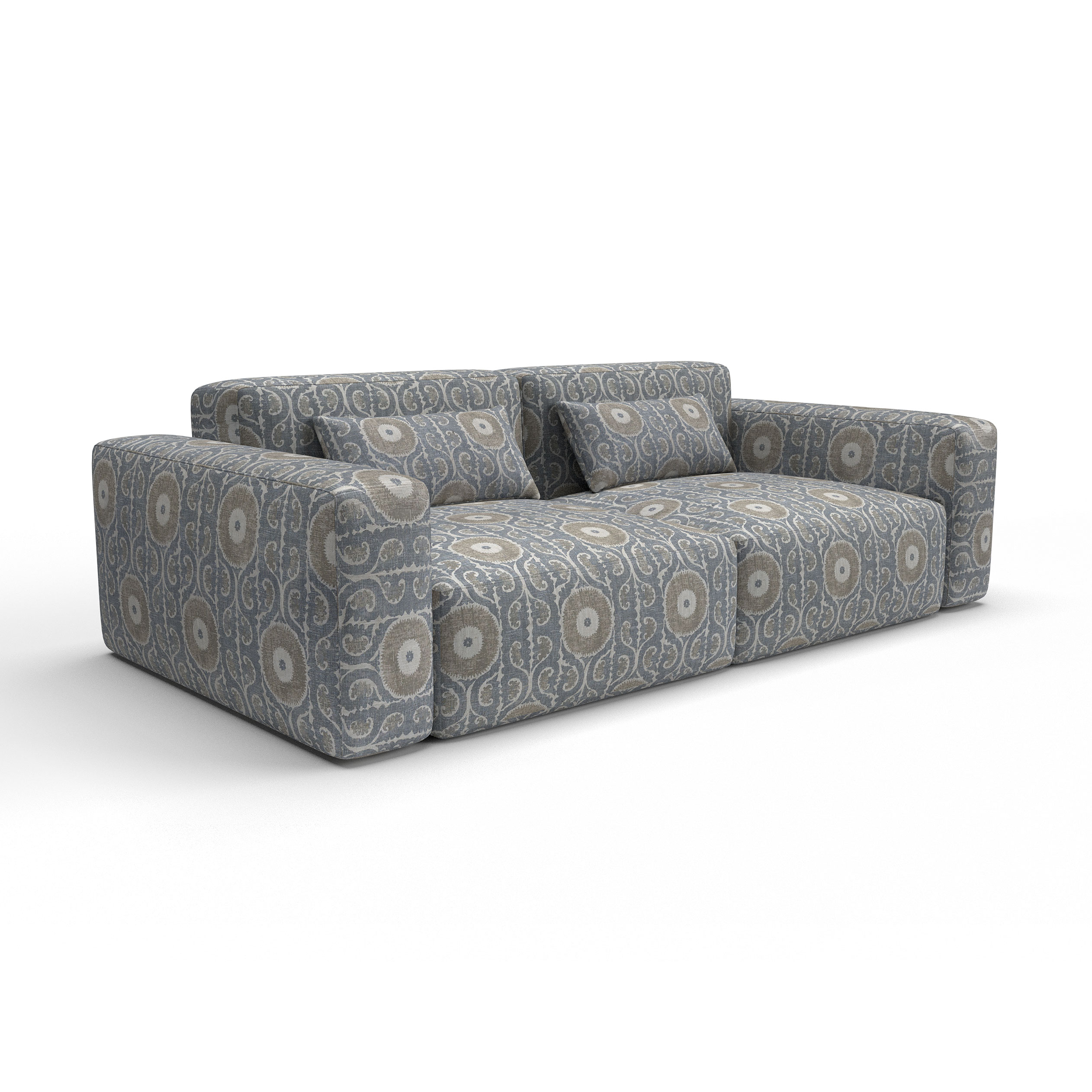 Sofa tapizado gaston y daniela tela dedalo azul decoracion diseño floral casa