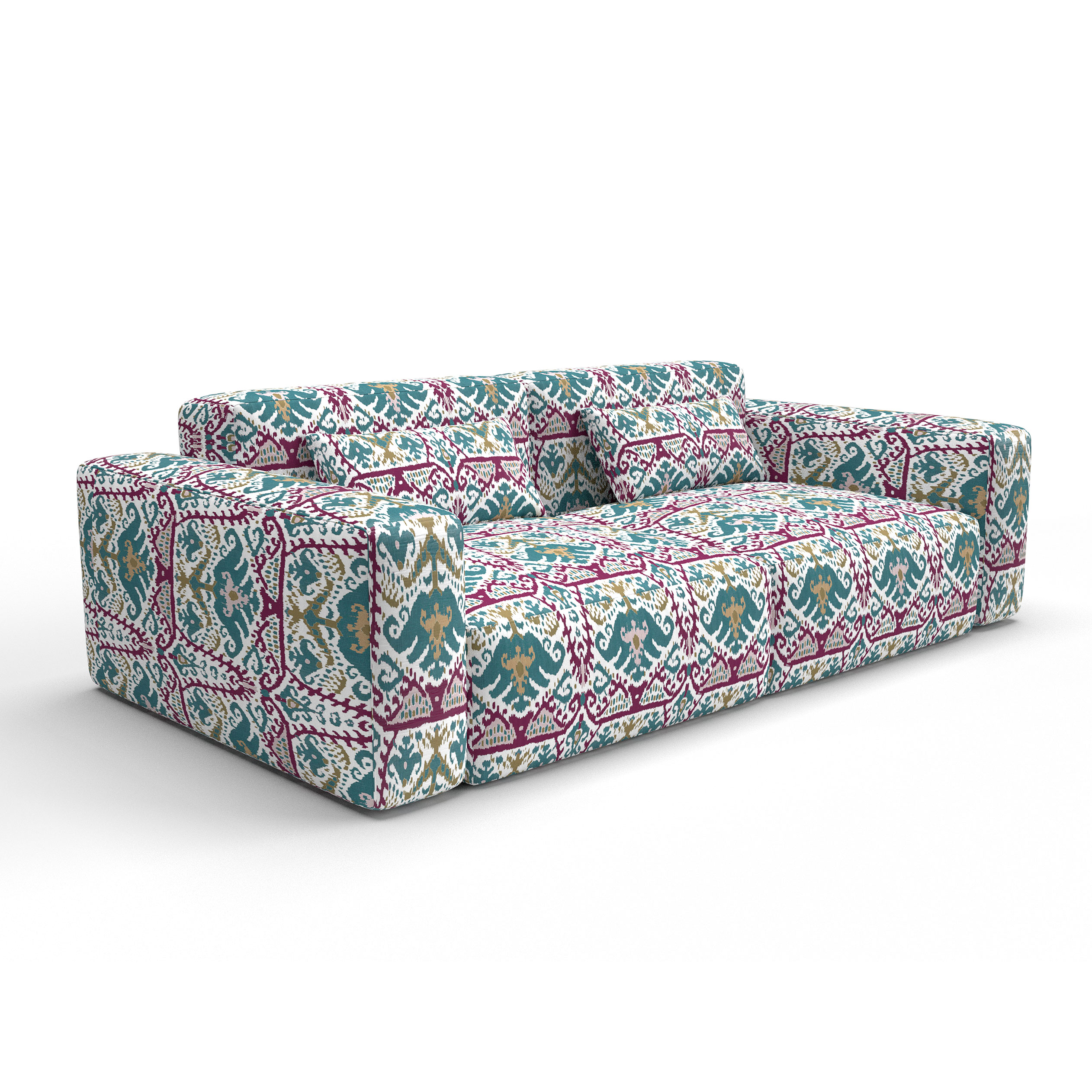 Sofa tapizado gaston y daniela tela doga agua azul verde decoracion diseño ikat casa