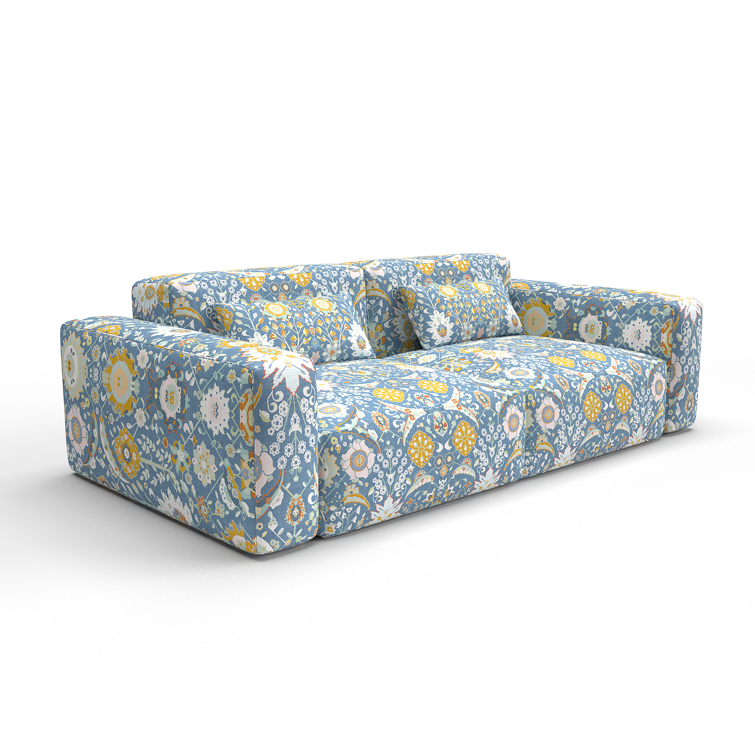 Sofa tapizado gaston y daniela tela eduarda azul claro decoracion diseño ikat casa