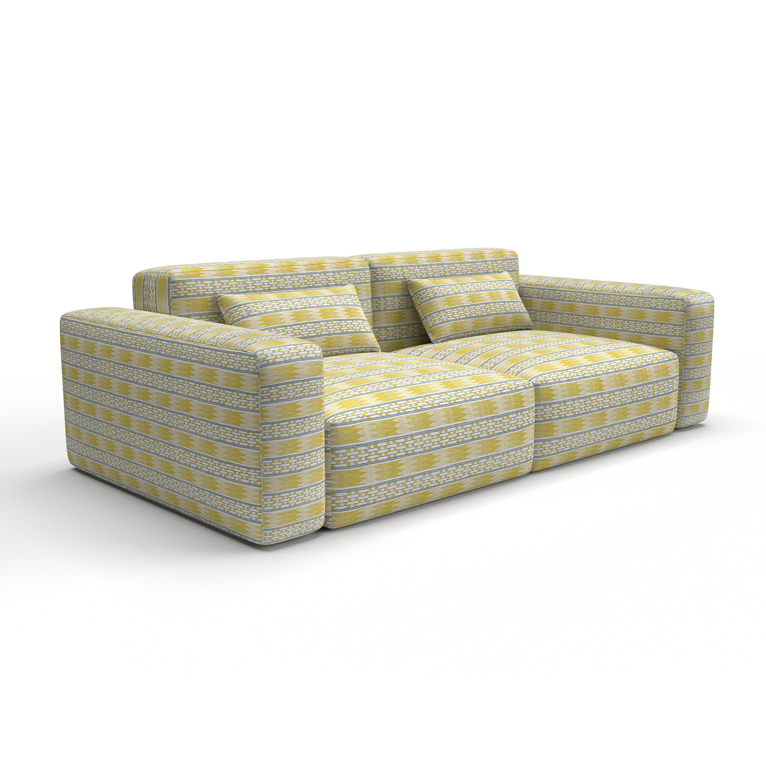 Sofa tapizado gaston y daniela tela efeso amarillo decoracion diseño etnico casa