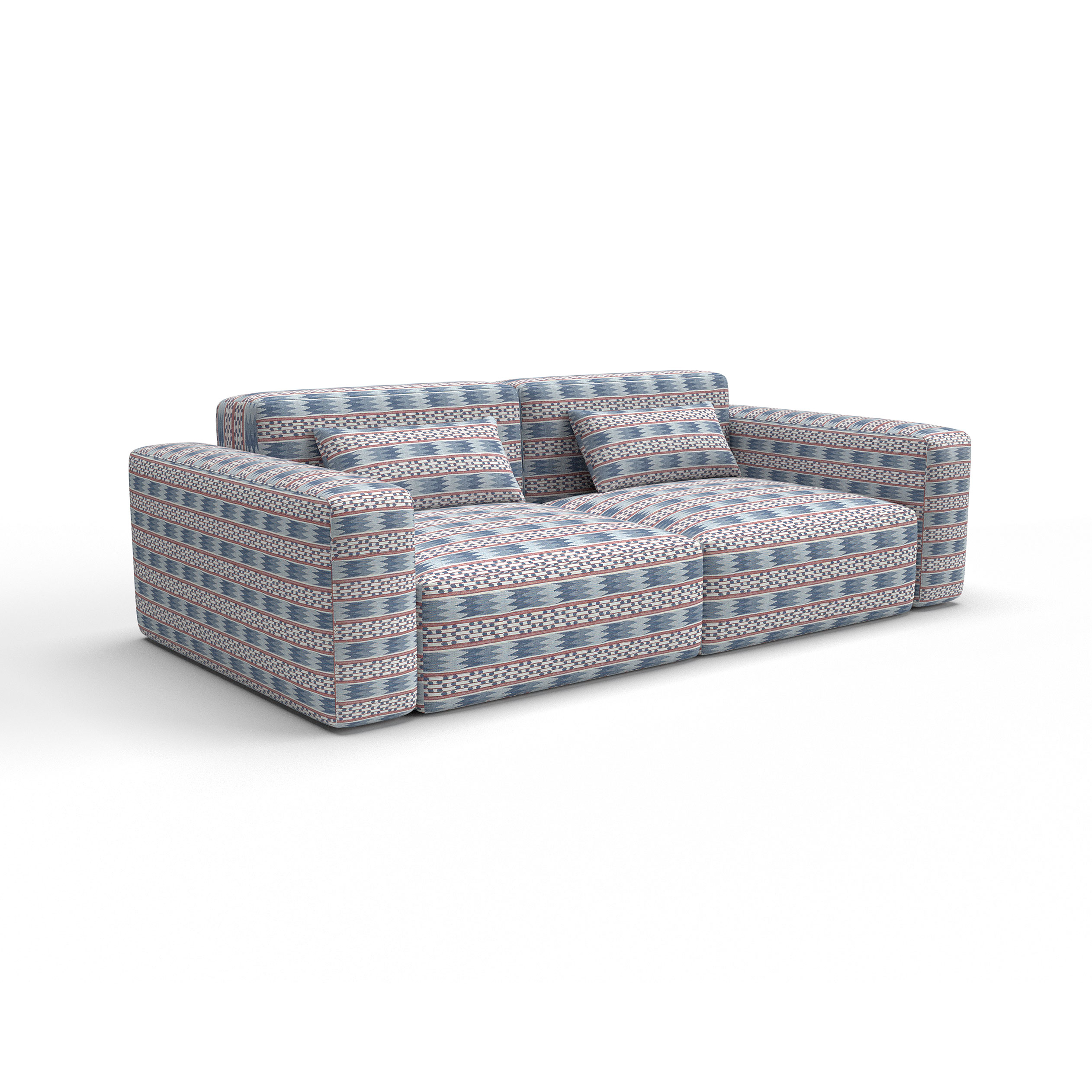 Sofa tapizado gaston y daniela tela efeso rojo y azul decoracion diseño etnico casa