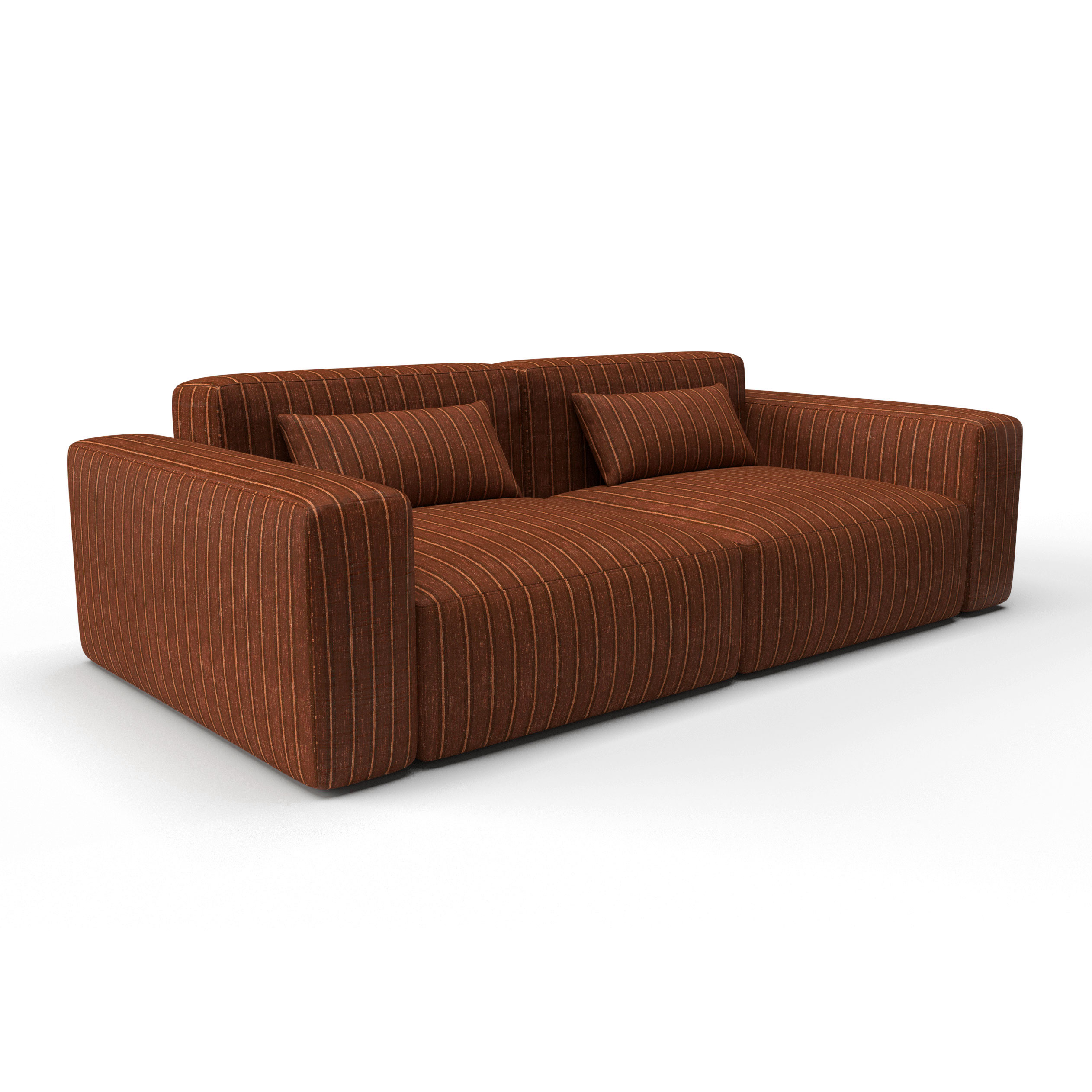 Sofa tapizado gaston y daniela tela eolida naranja decoracion diseño rayas terciopelo casa