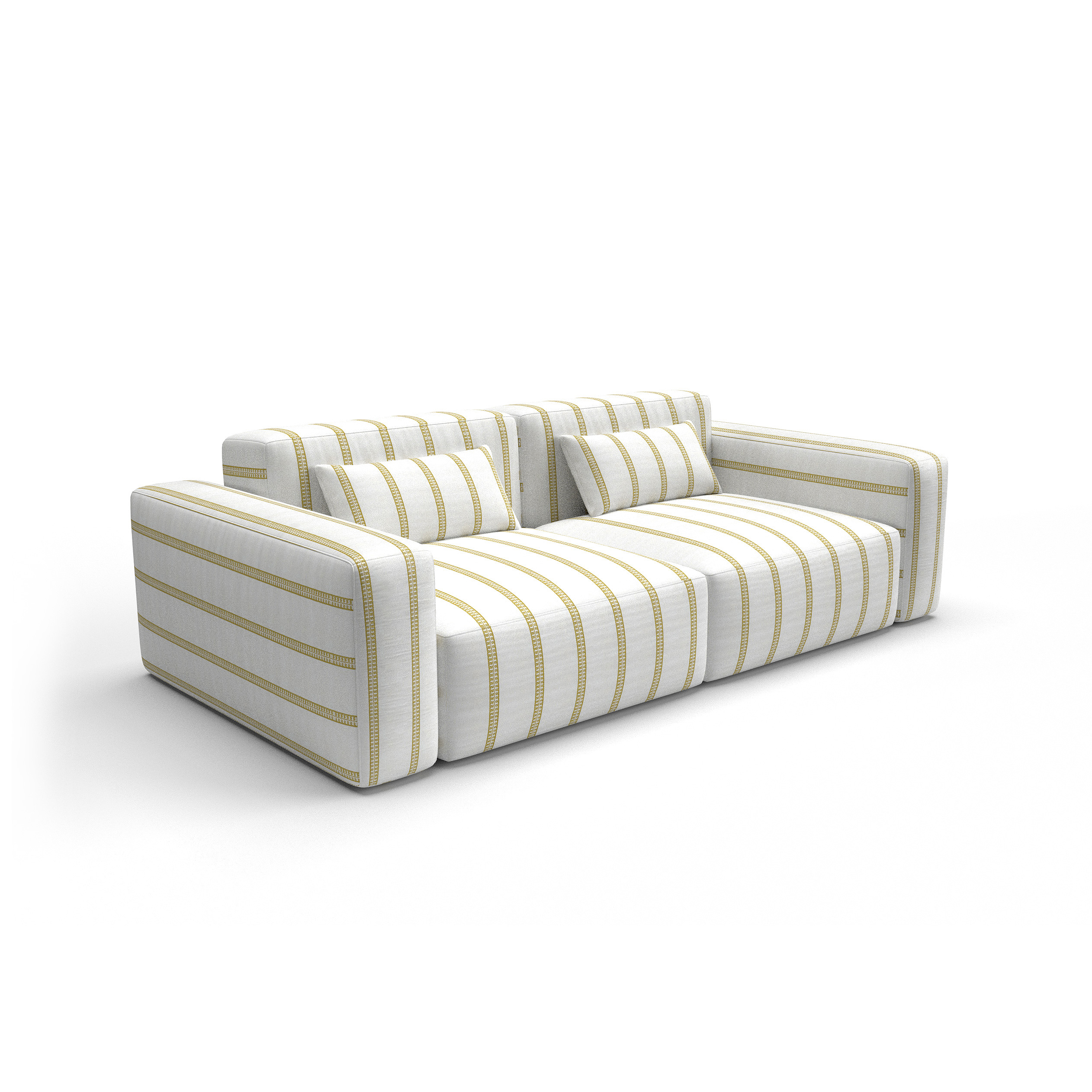 Sofa tapizado gaston y daniela tela esmirna amarillo decoracion diseño rayas etnico casa