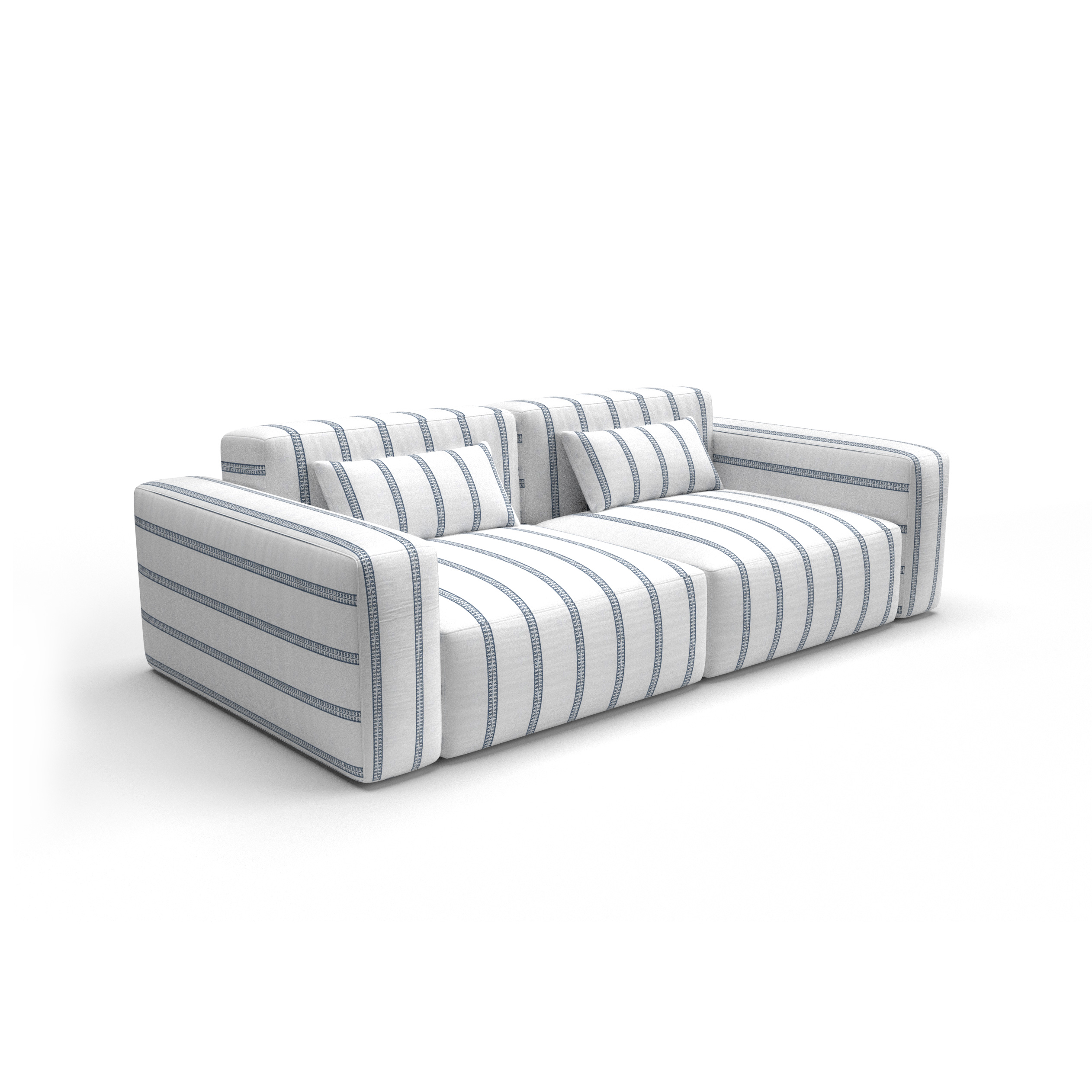 Sofa tapizado gaston y daniela tela esmirna azul decoracion diseño rayas etnico casa