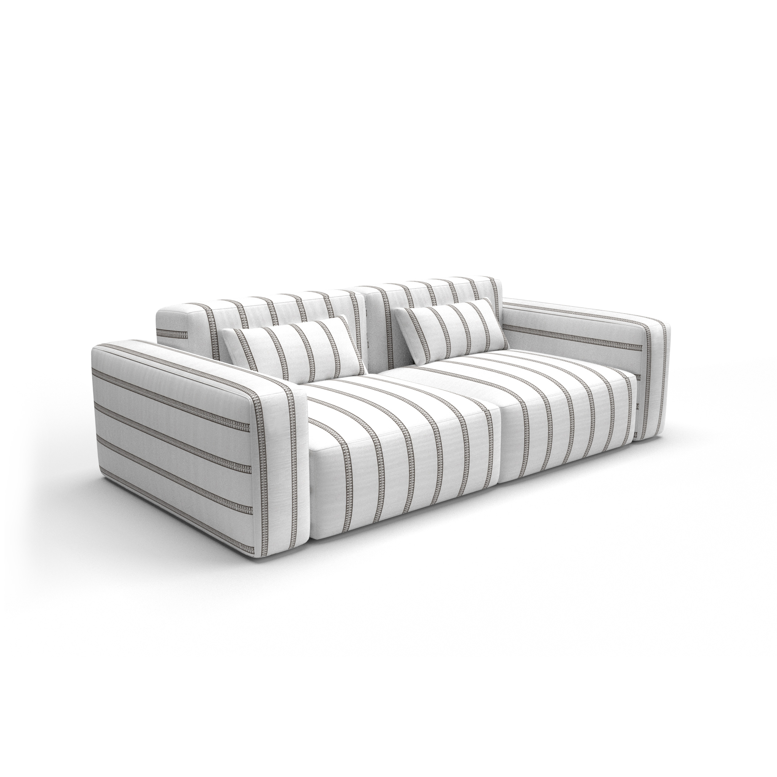 Sofa tapizado gaston y daniela tela esmirna chocolate decoracion diseño rayas etnico casa
