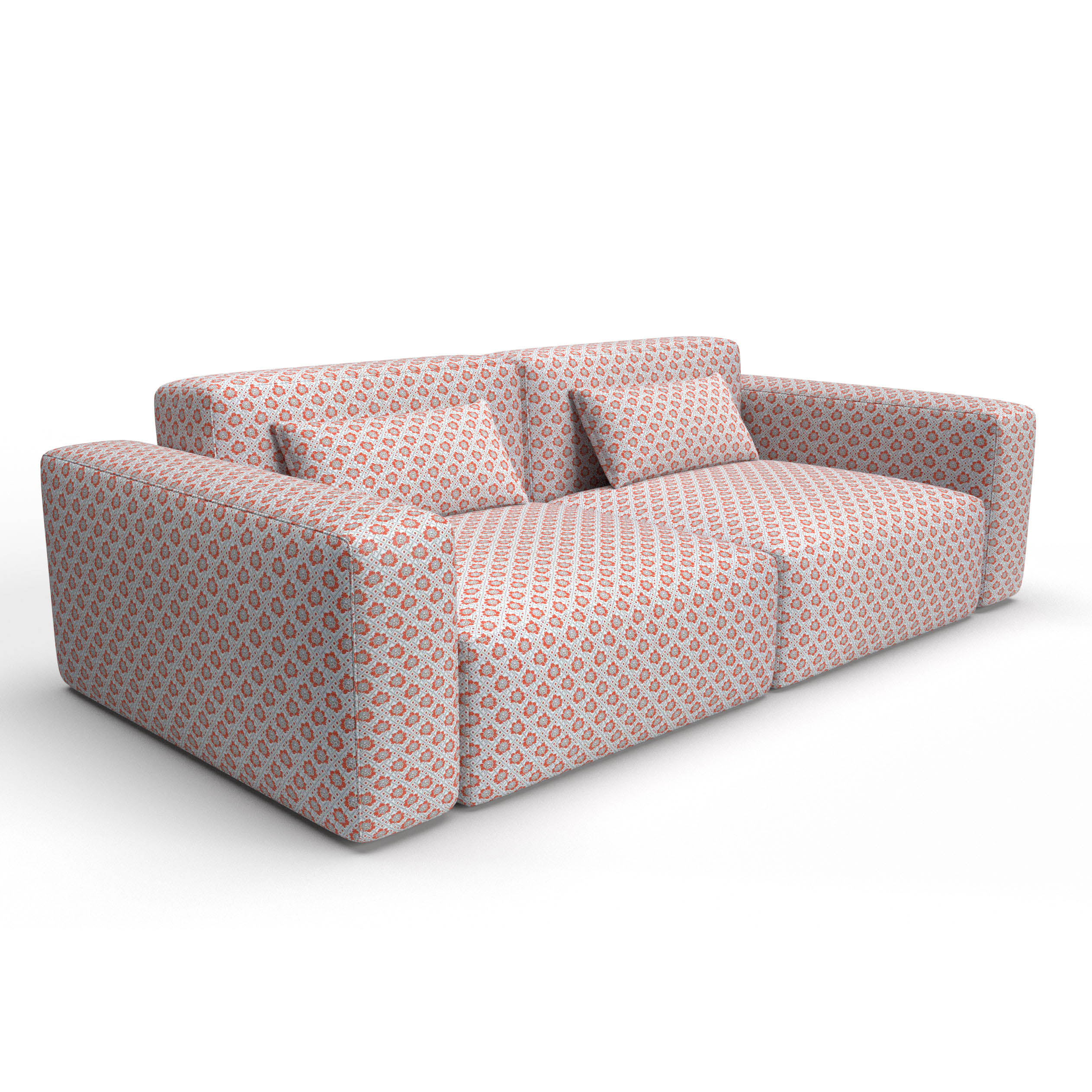 Sofa tapizado gaston y daniela tela espinela naranja decoracion diseño floral lorenzo castillo casa