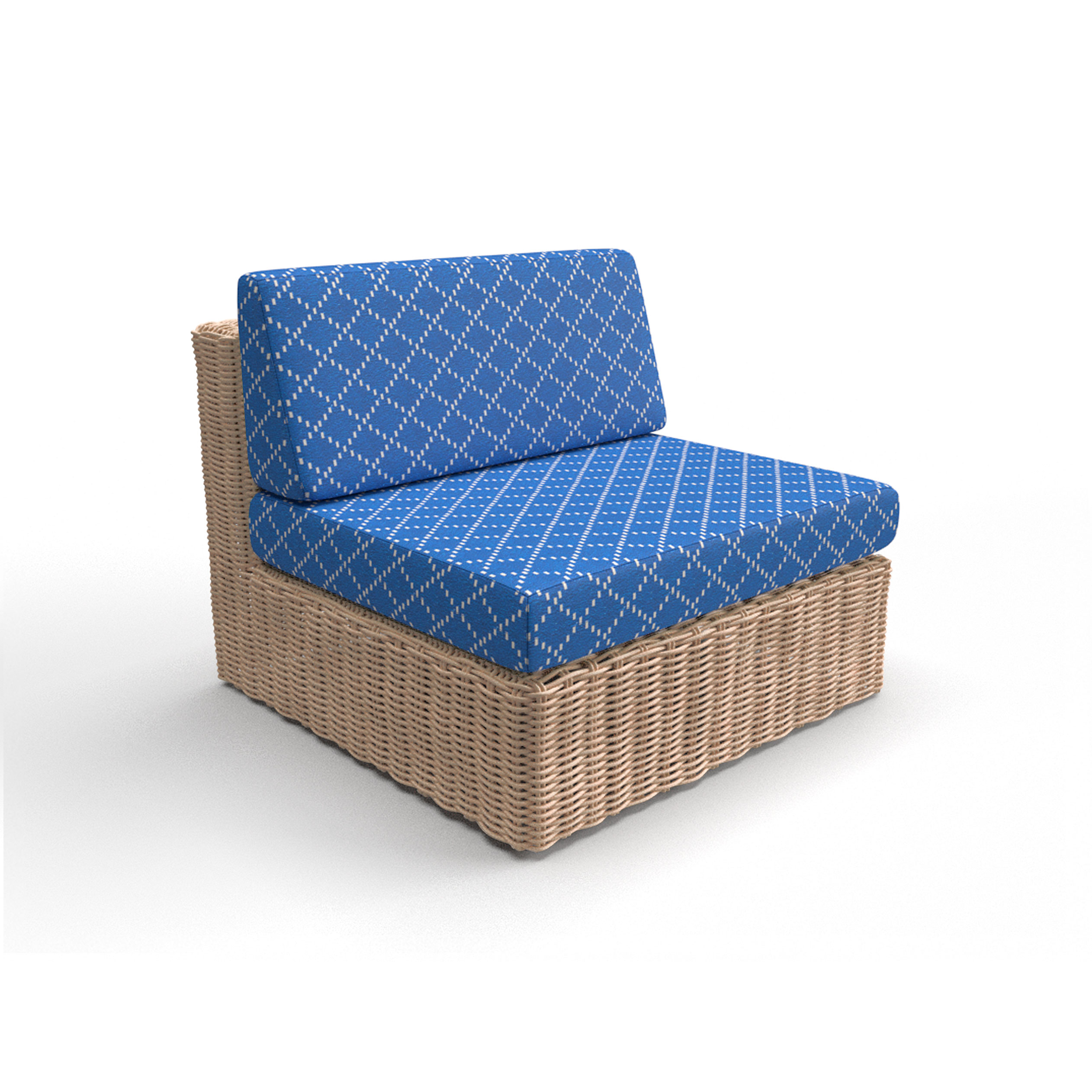Sofa tapizado gaston y daniela tela etria fondo azul blanco decoracion diseño geometrico outdoor casa
