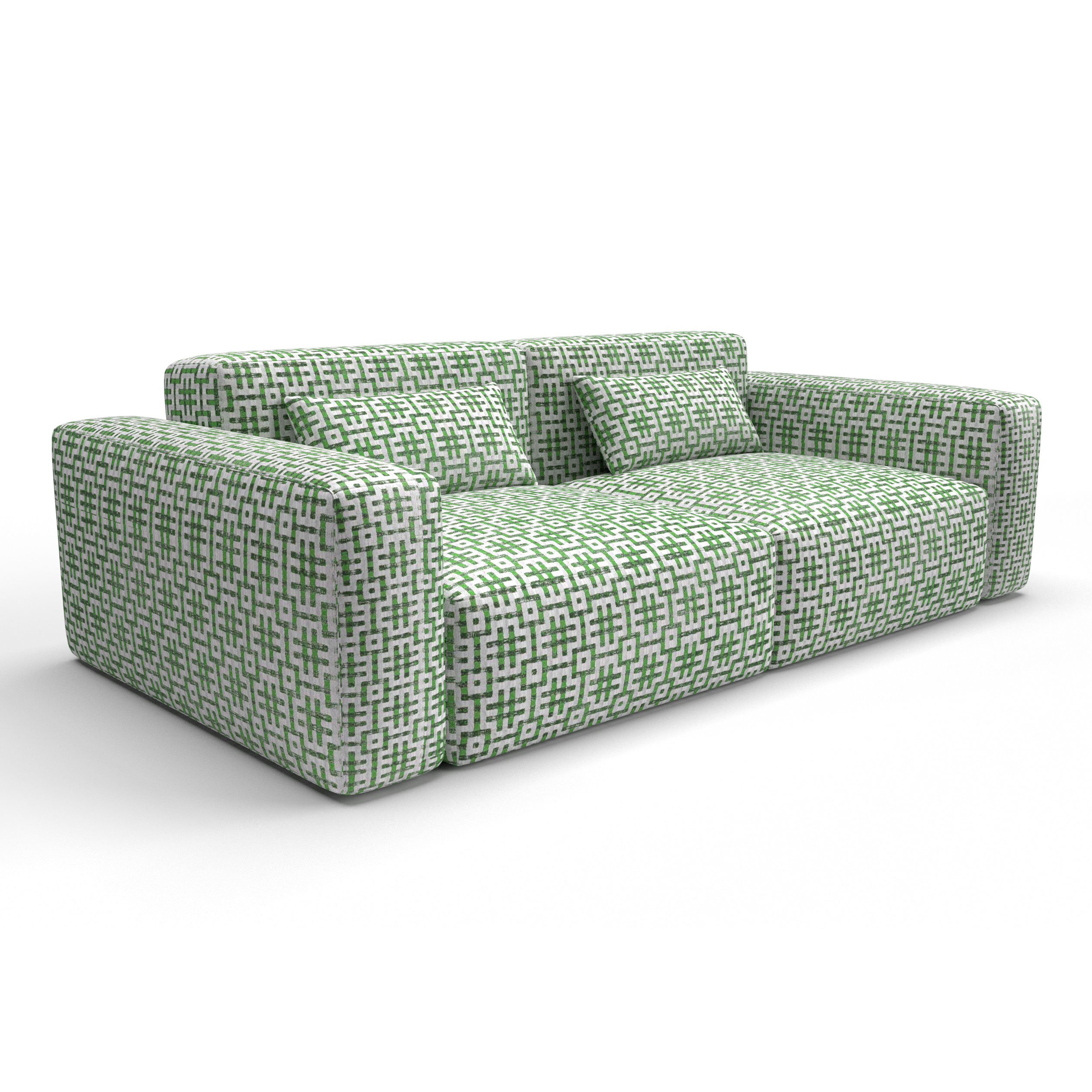 Sofa tapizado gaston y daniela tela fortuna verde decoracion diseño geometrico lorenzo castillo casa