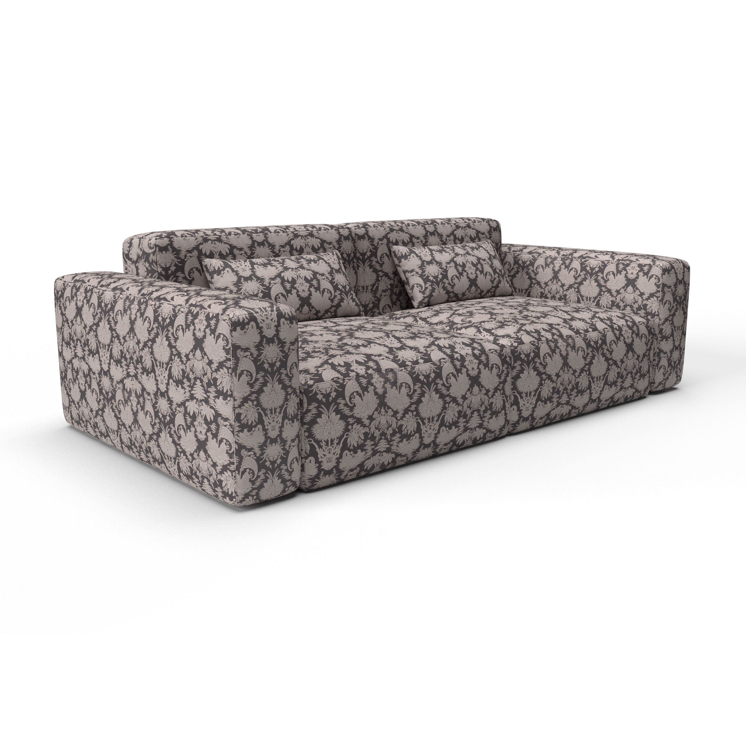 Sofa tapizado gaston y daniela tela guangxu marron decoracion diseño oriental lorenzo castillo casa