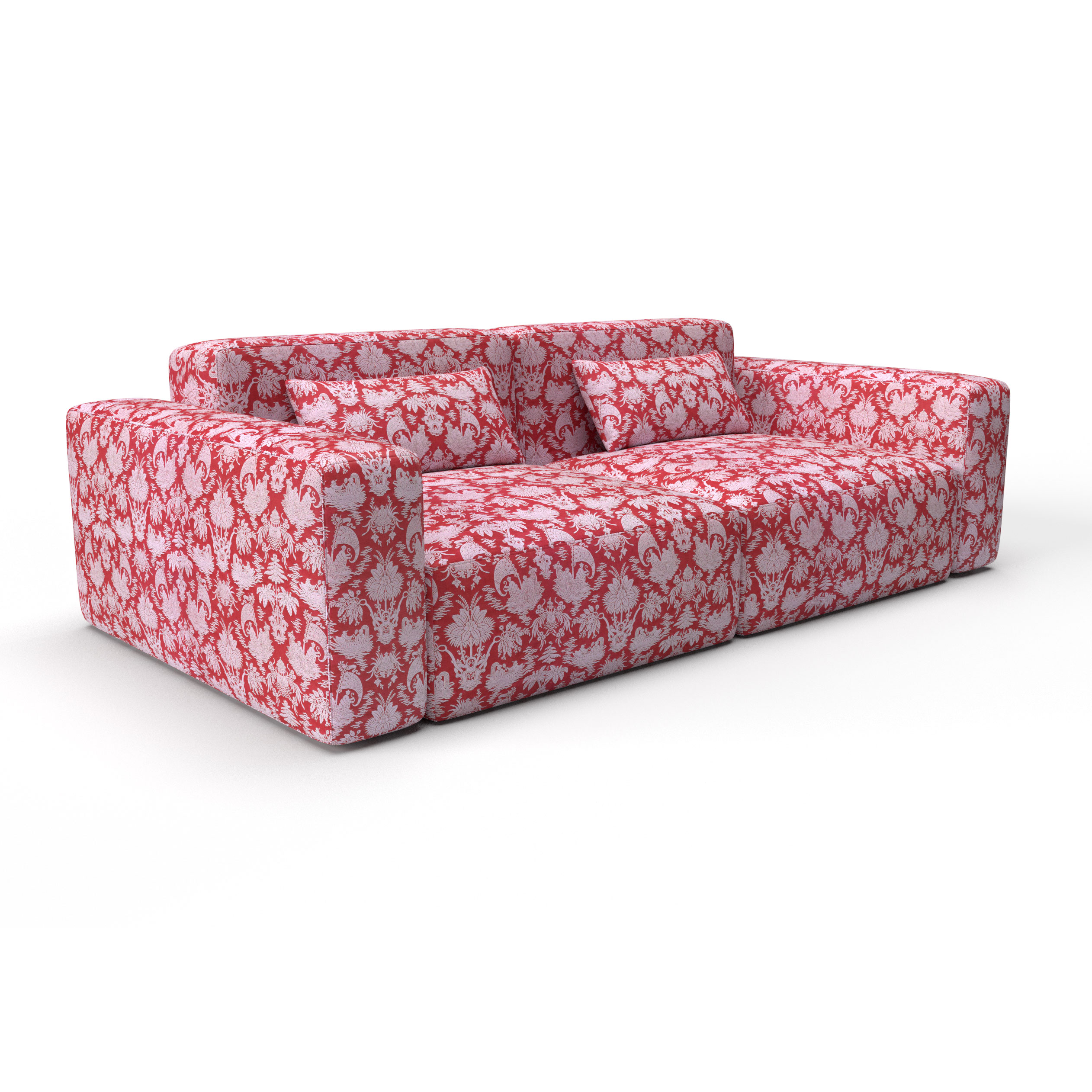 Sofa tapizado gaston y daniela tela guangxu rojo decoracion diseño oriental lorenzo castillo casa
