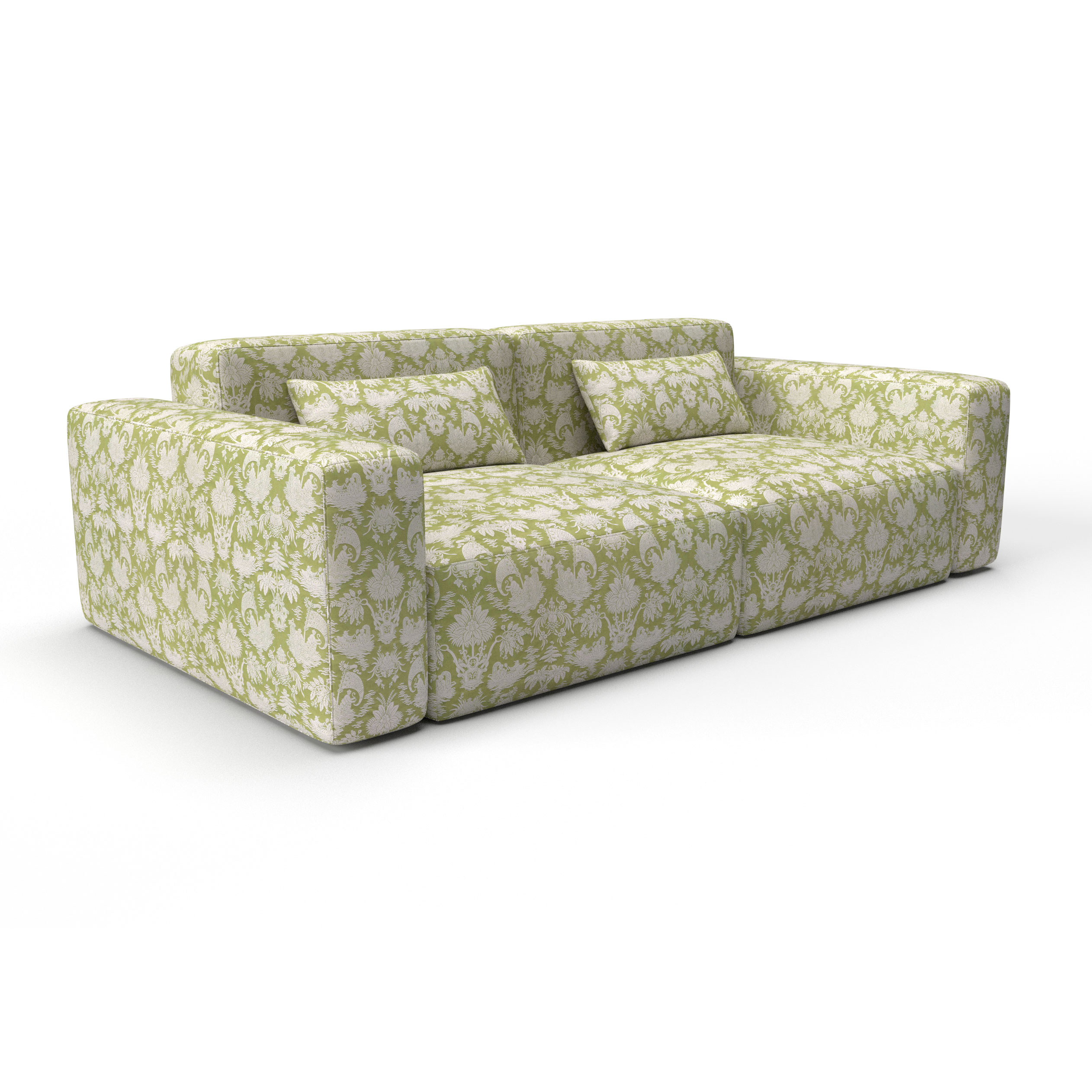Sofa tapizado gaston y daniela tela guangxu verde decoracion diseño oriental lorenzo castillo casa